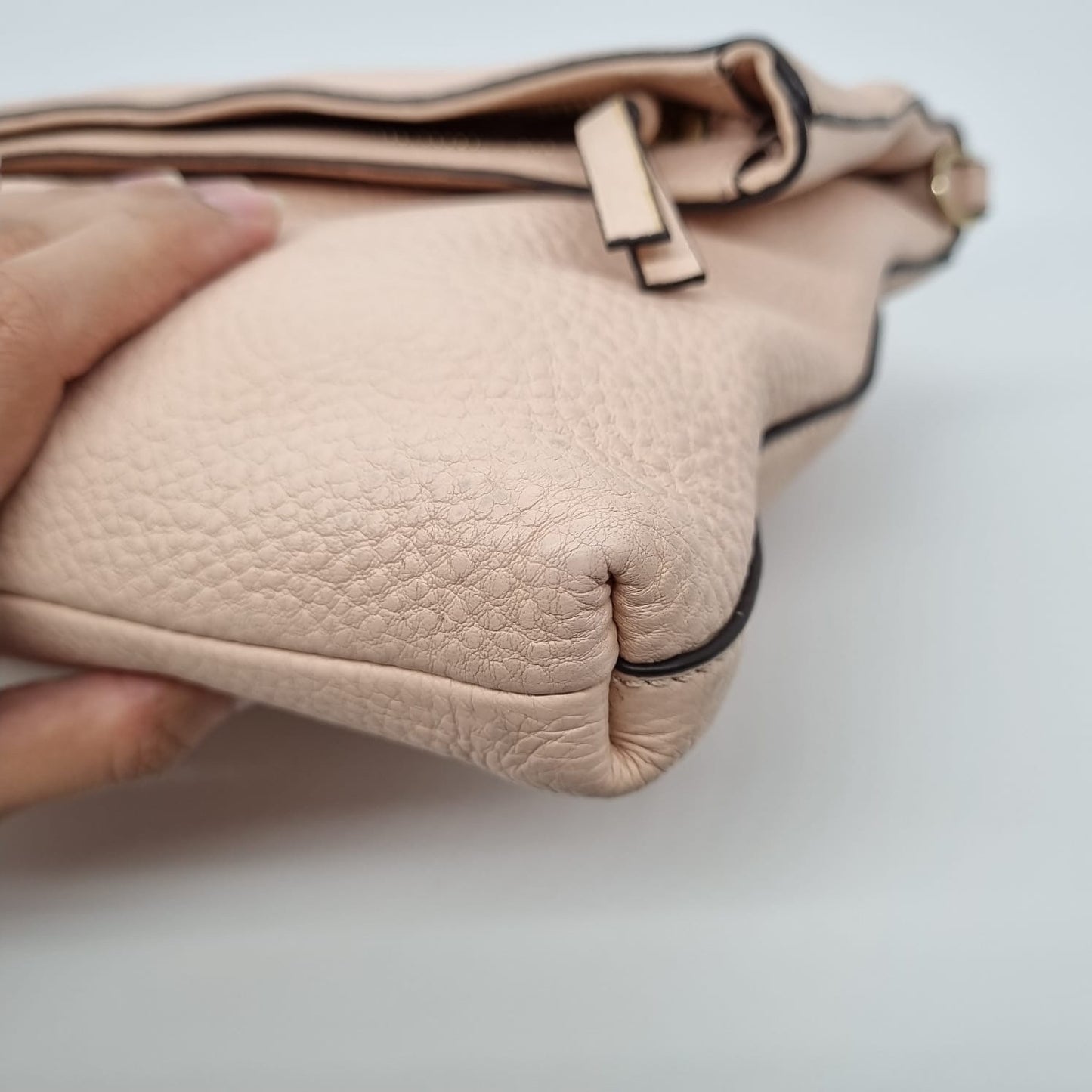Tory Burch Thea Foldover Pink Sling Bag GHW Size 30X4X21