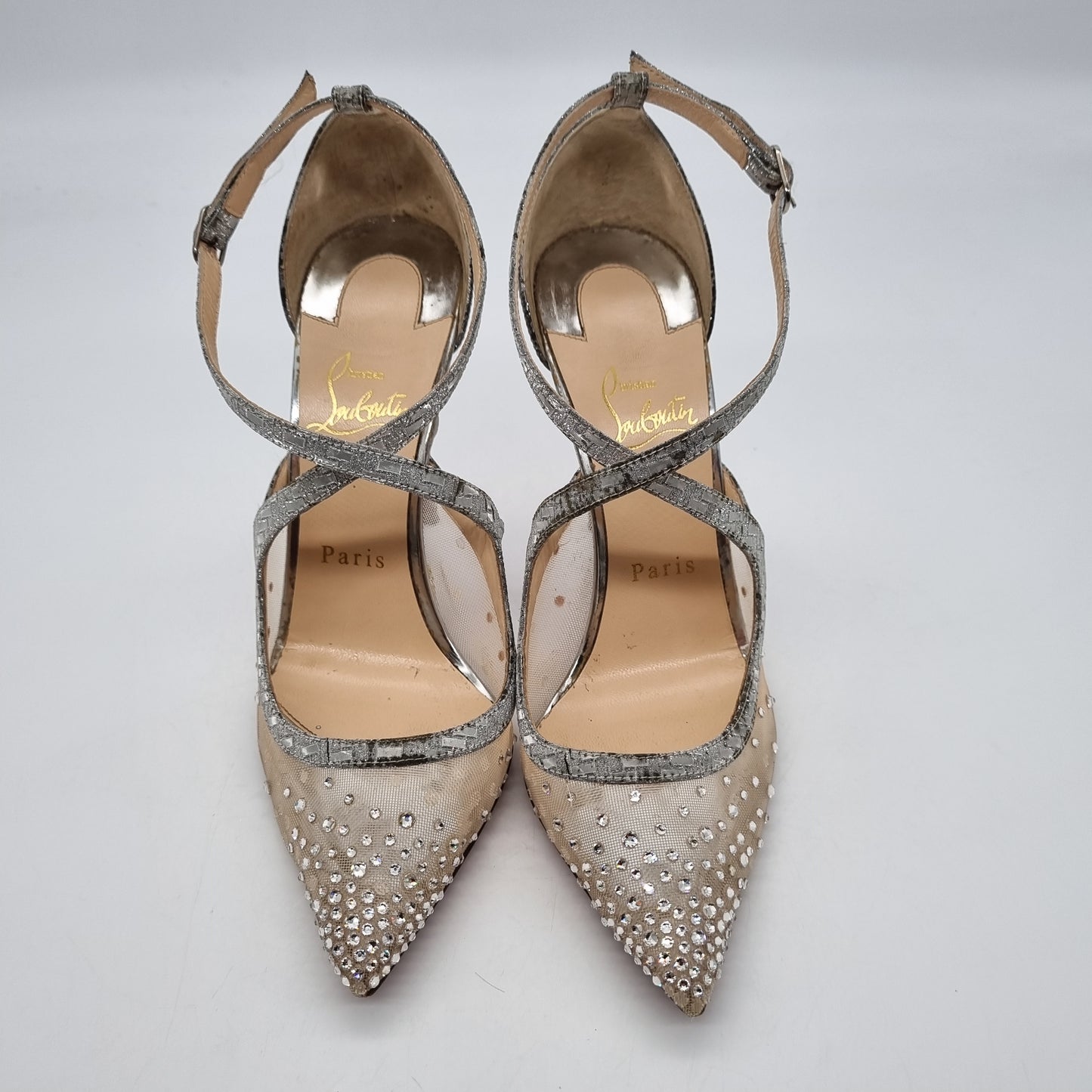 Christian Louboutin Clare Sling 80 Calf Jurassic Bianco Size 35,5/25 (dari ujung)