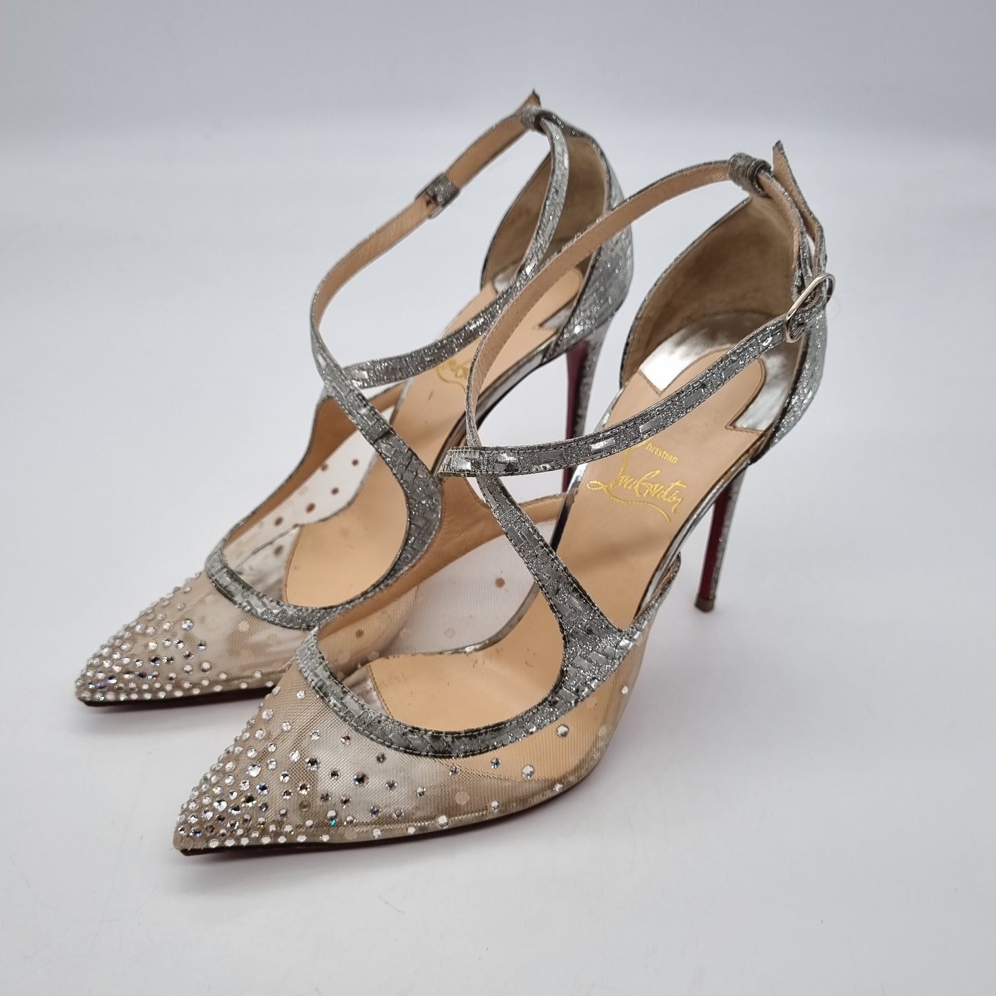 Christian Louboutin Clare Sling 80 Calf Jurassic Bianco Size 35,5/25 (dari ujung)