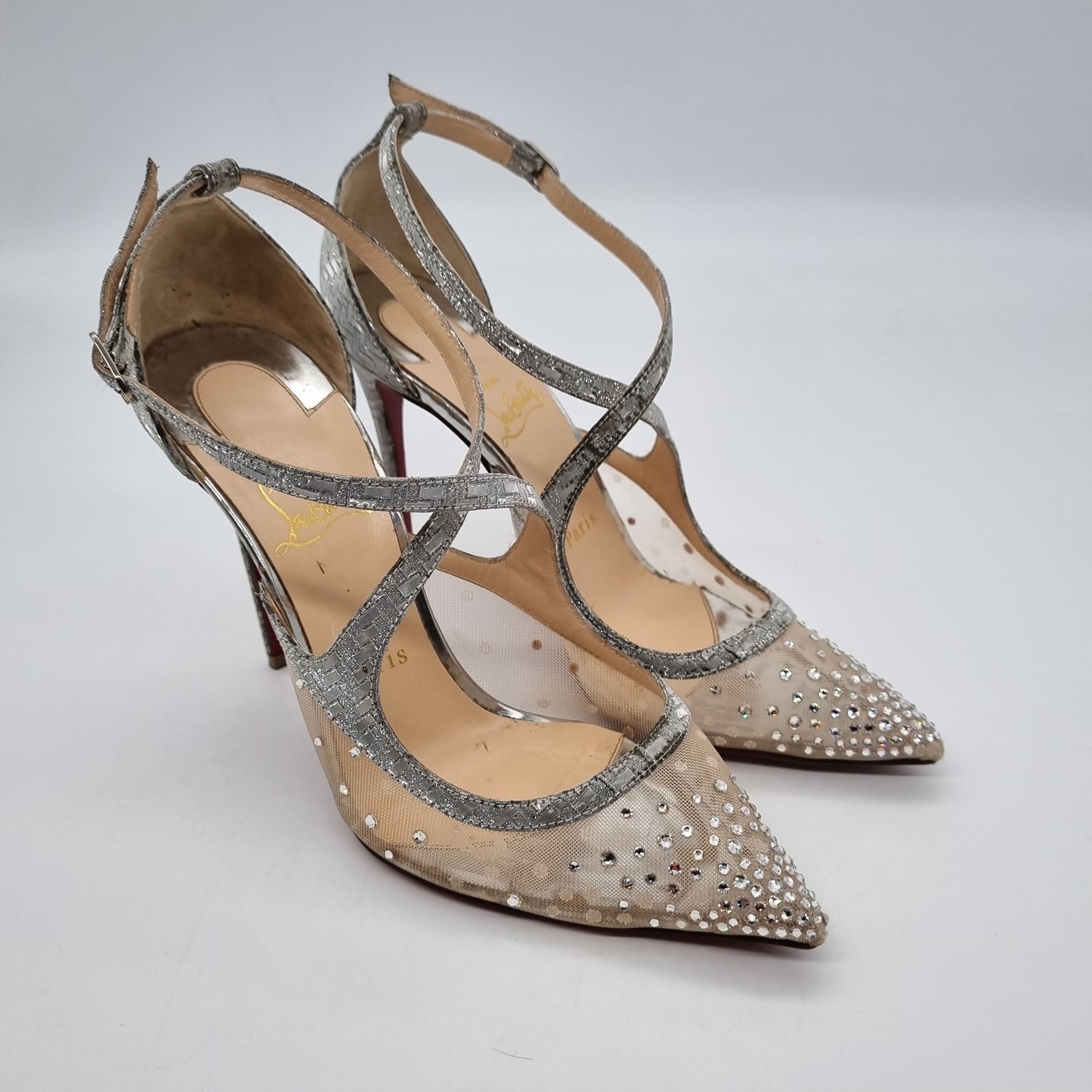 Christian Louboutin Clare Sling 80 Calf Jurassic Bianco Size 35,5/25 (dari ujung)