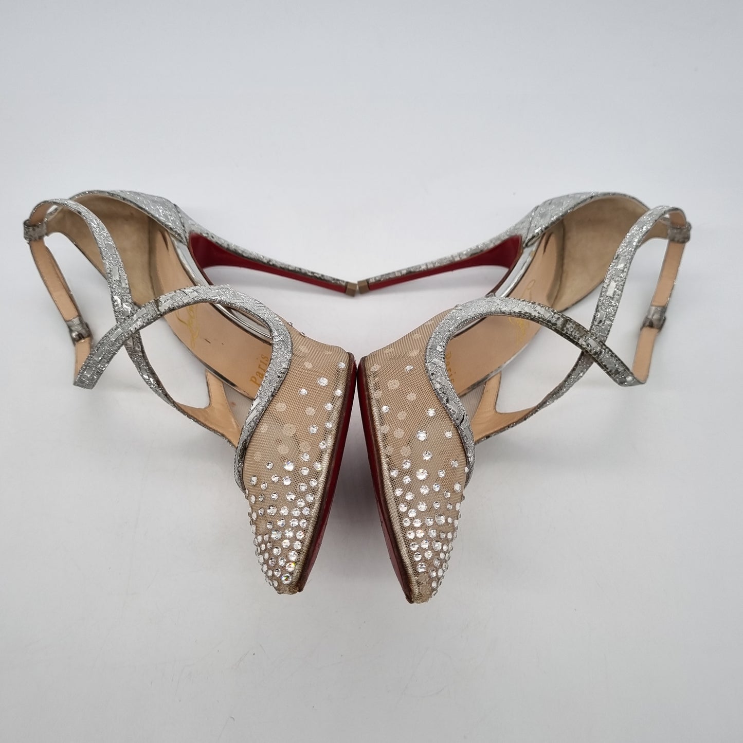 Christian Louboutin Clare Sling 80 Calf Jurassic Bianco Size 35,5/25 (dari ujung)