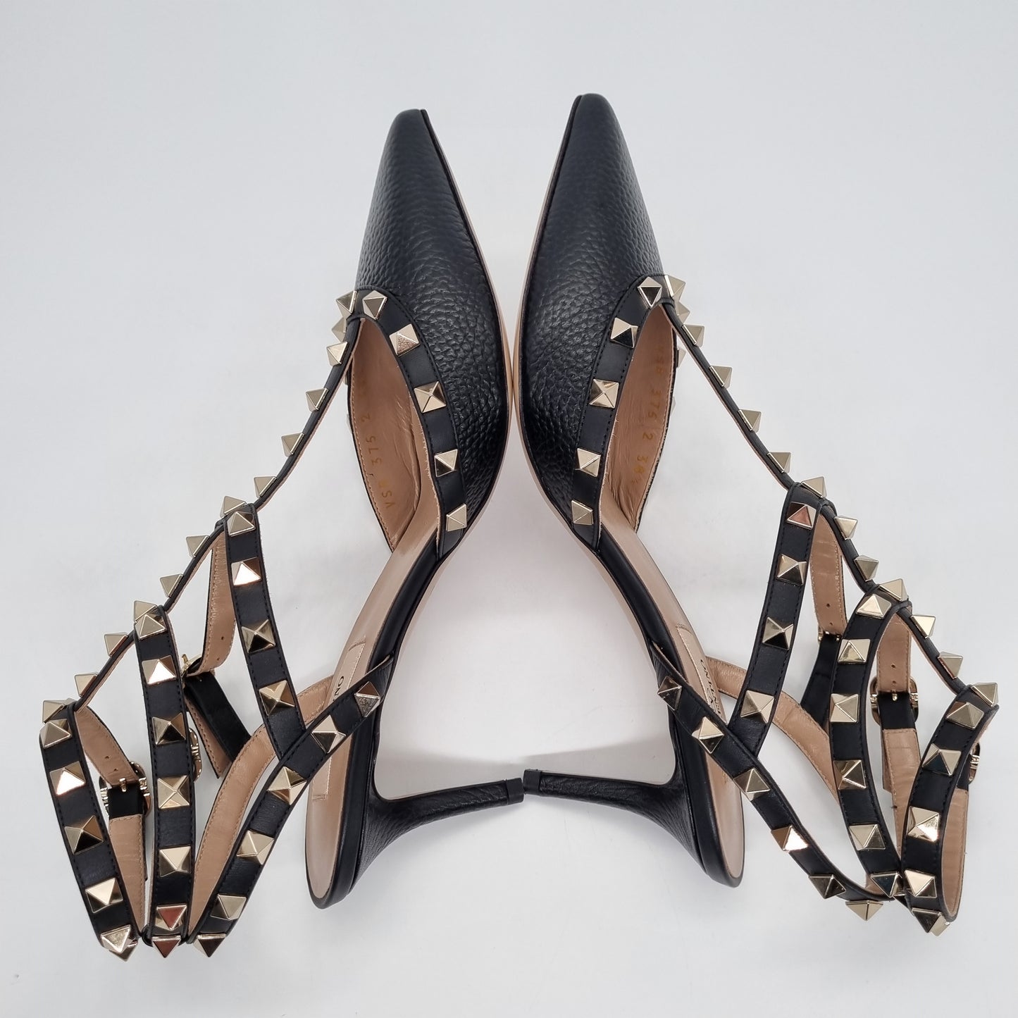 Valentino Kitten Stud Heels Black Ankle Strap Size 38,5/25 NEW