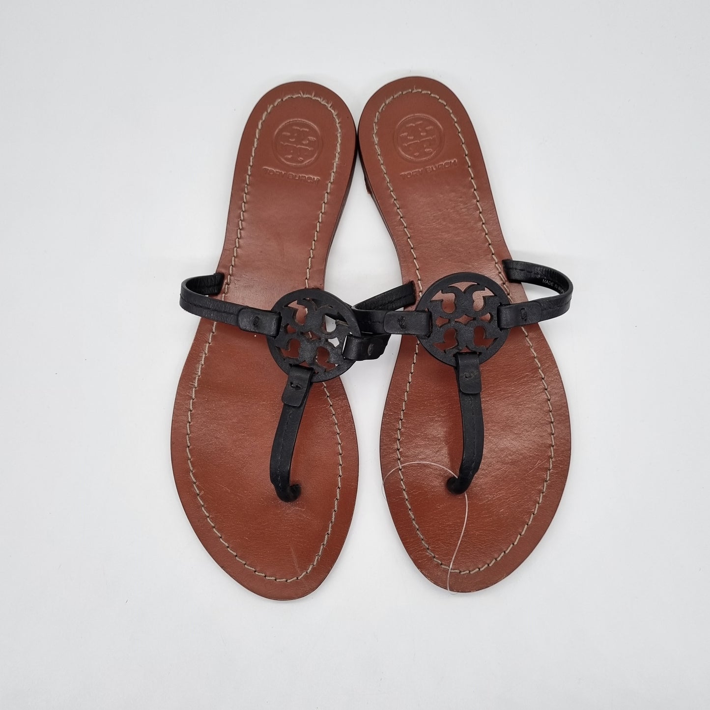 Tory Burch Sandal Gabriel Vegan Leather Black Brown Size 8M/25,5
