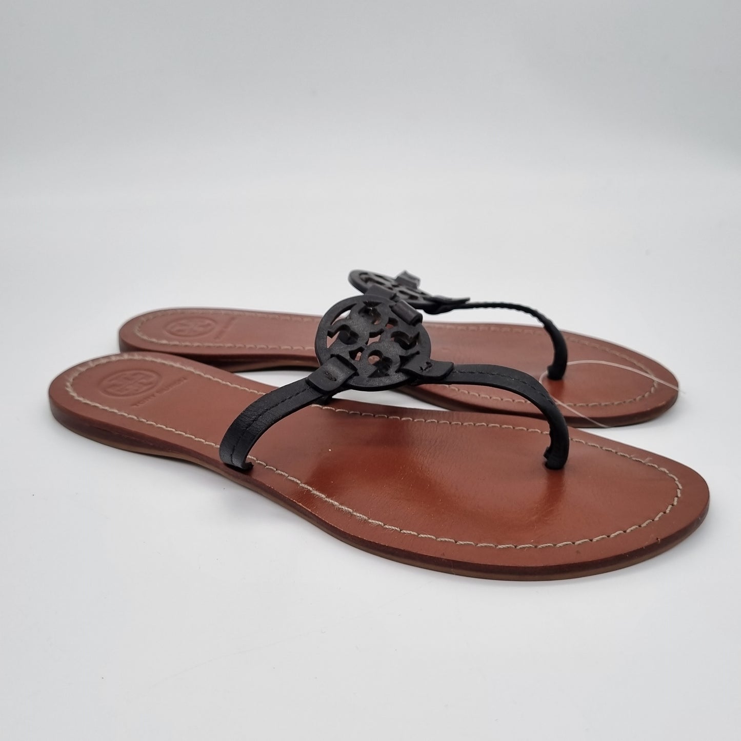 Tory Burch Sandal Gabriel Vegan Leather Black Brown Size 8M/25,5