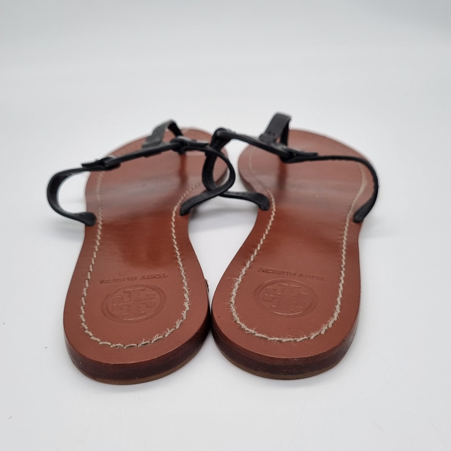 Tory Burch Sandal Gabriel Vegan Leather Black Brown Size 8M/25,5