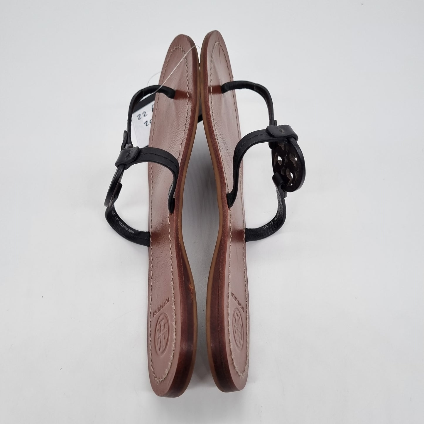 Tory Burch Sandal Gabriel Vegan Leather Black Brown Size 8M/25,5