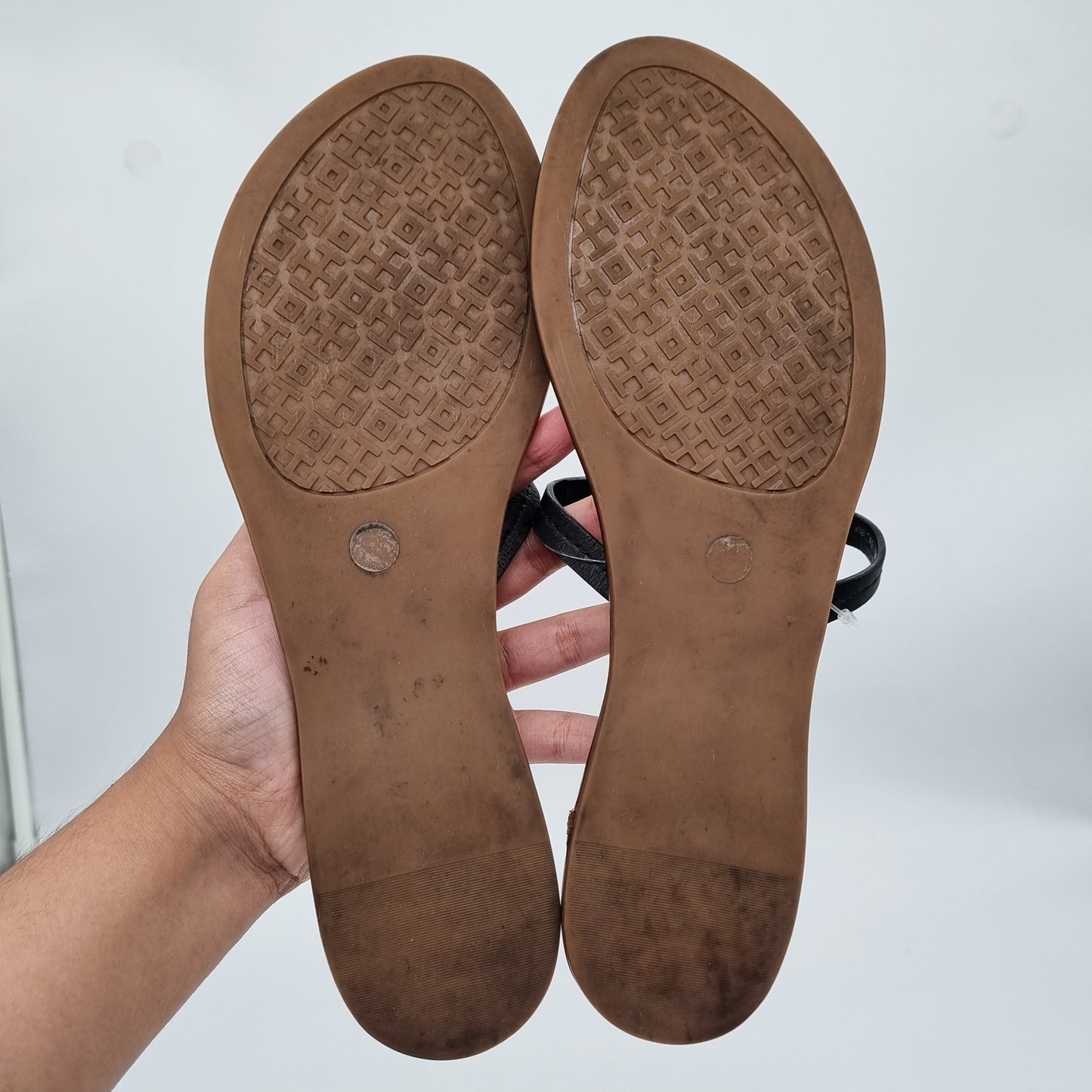 Tory Burch Sandal Gabriel Vegan Leather Black Brown Size 8M/25,5