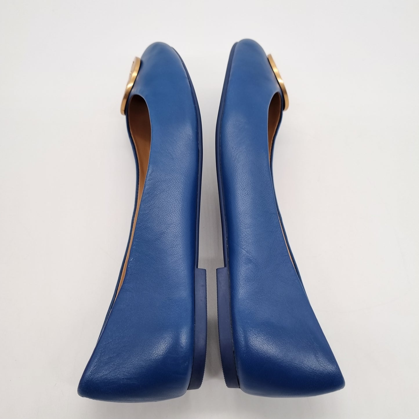 Tory Burch Minnie Travel Ballet With Metal Logo Nappa Leather Ink Navy NBU Size 10/26,5