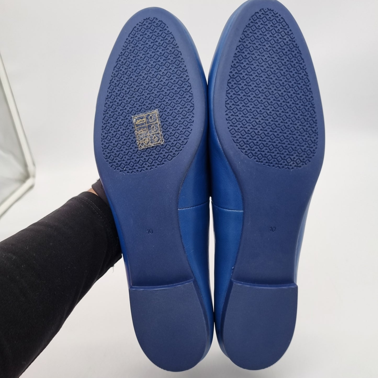 Tory Burch Minnie Travel Ballet With Metal Logo Nappa Leather Ink Navy NBU Size 10/26,5