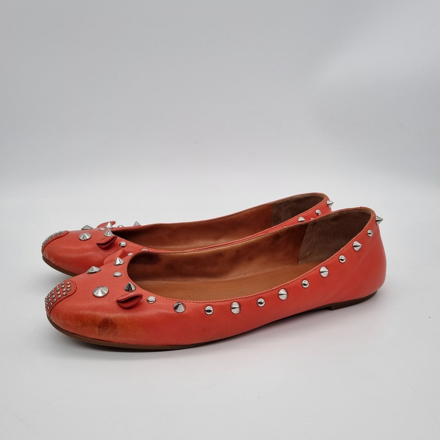 Marc by Marc Jacobs Ballerine Leather Orange Studed Size 41/27