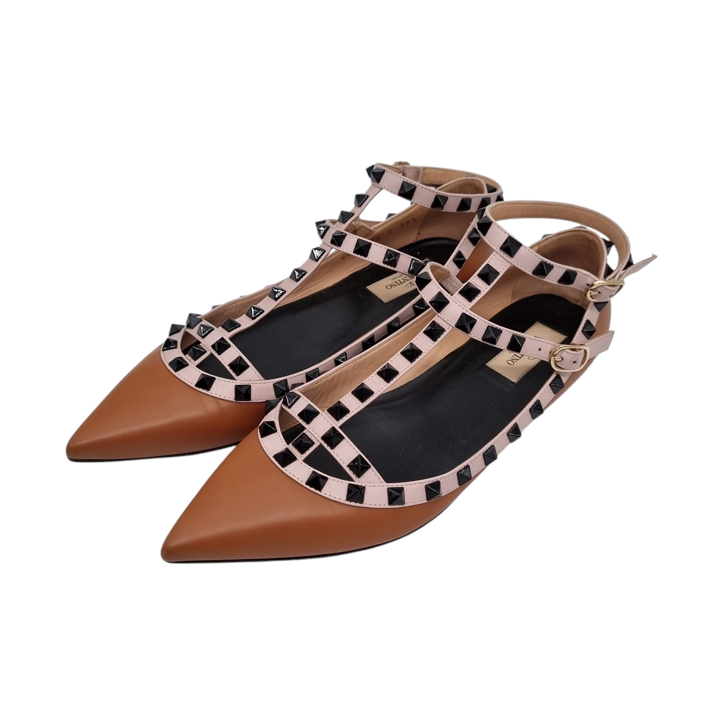 Valentino Rockstud Point Toe Flats Brown Size 39.5/26.5 dari ujung