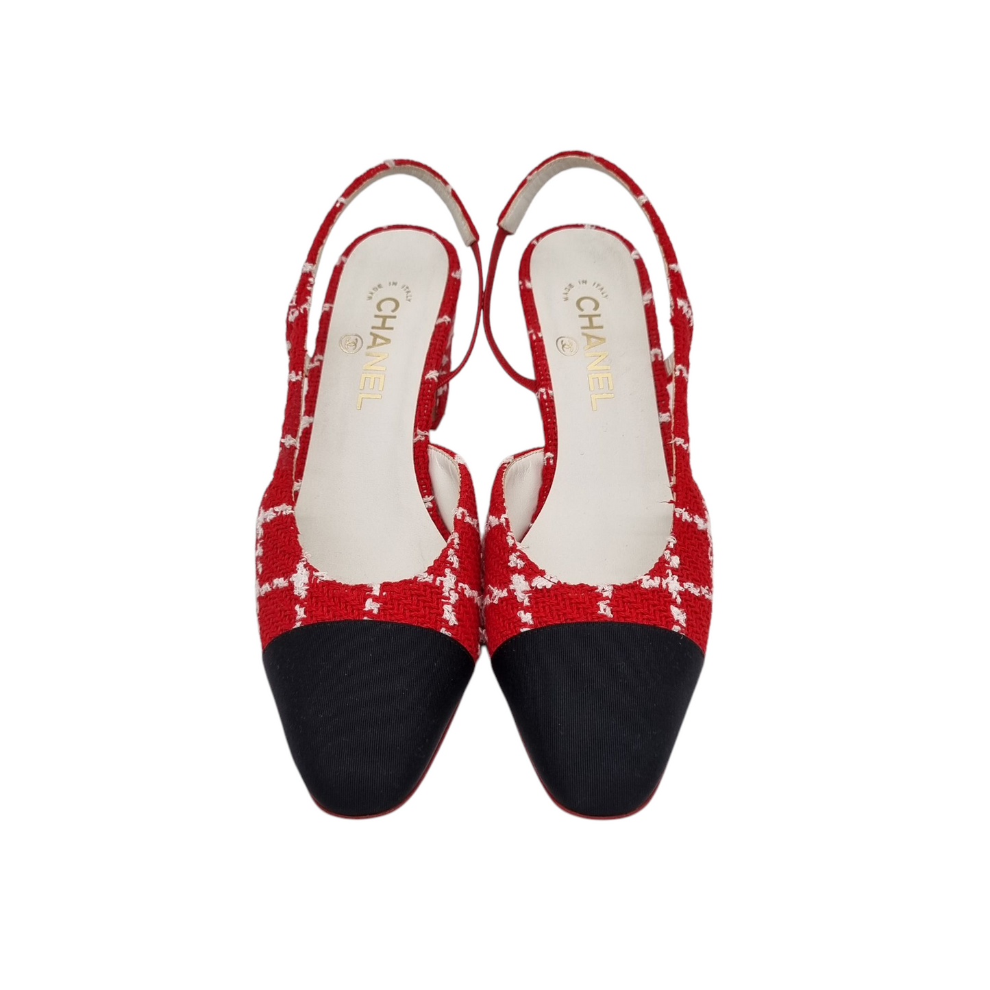 Chanel Pump Slingbag Tweed Red Size 39,5/26,5