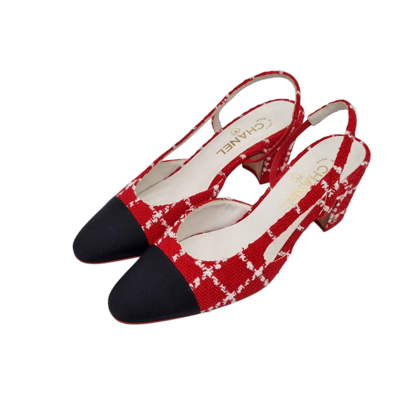Chanel Pump Slingbag Tweed Red Size 39,5/26,5