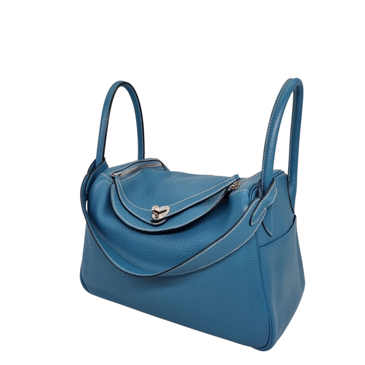 Hermes Lindy 30 Blue Jeans PHW #R Size 30x13x20