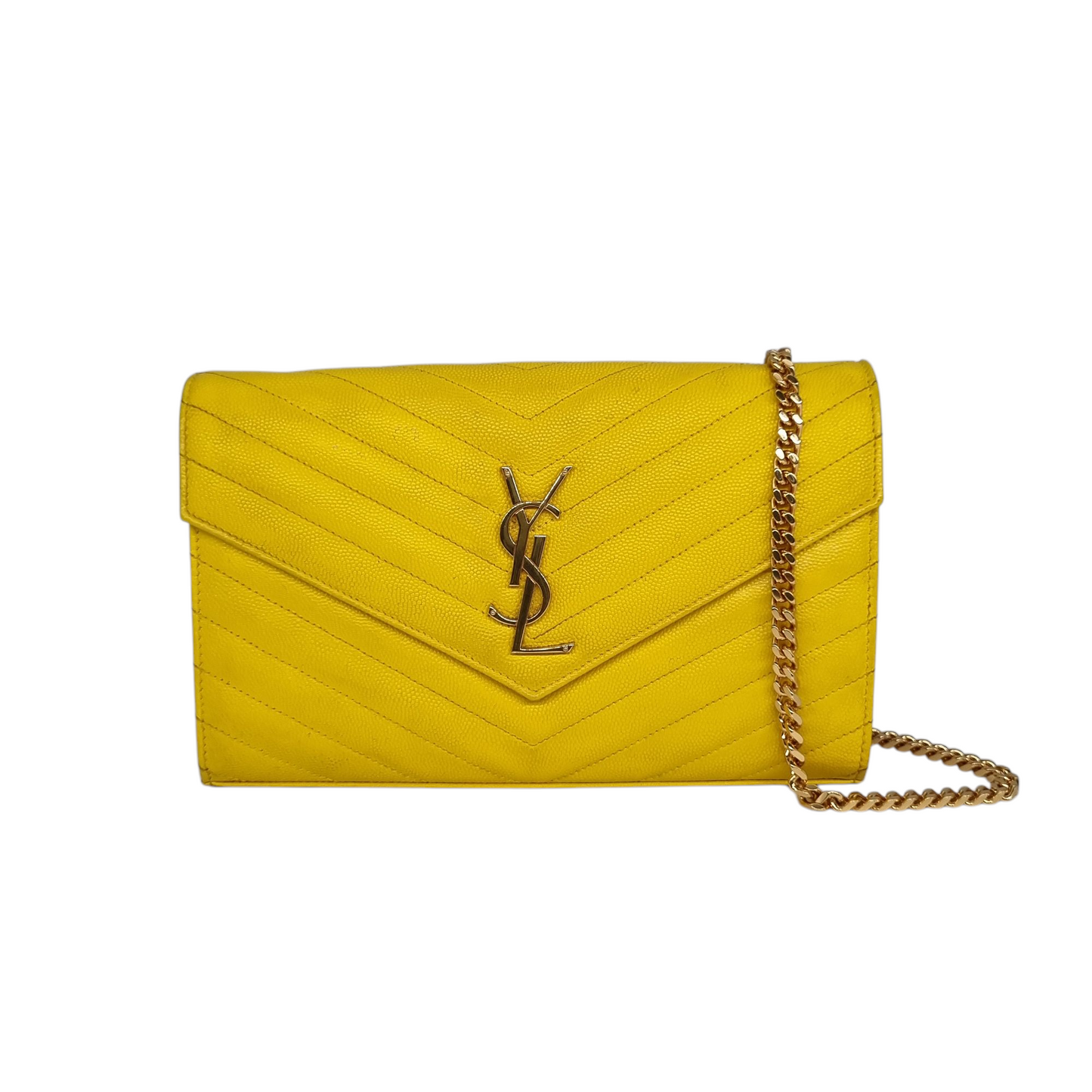 Yves Saint Laurent Envelope Shoulder Bag Jaune 2016 Size 23x15