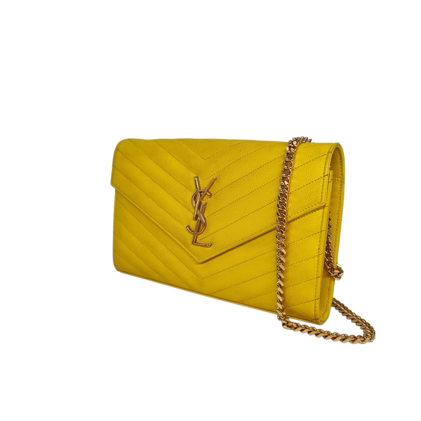 Yves Saint Laurent Envelope Shoulder Bag Jaune 2016 Size 23x15