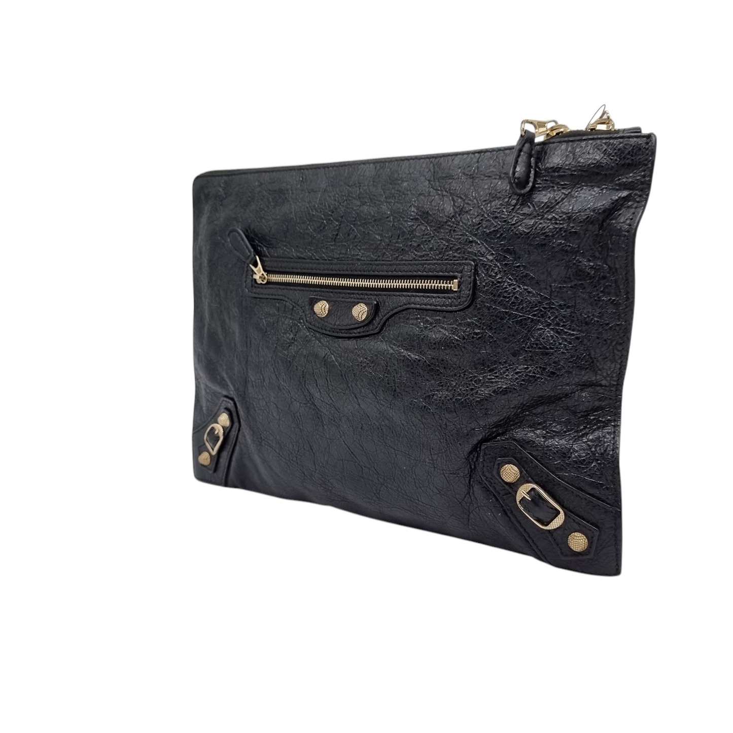 Balenciaga Classic Clutch Agneu Black GHW #V 2020 Size 34x24
