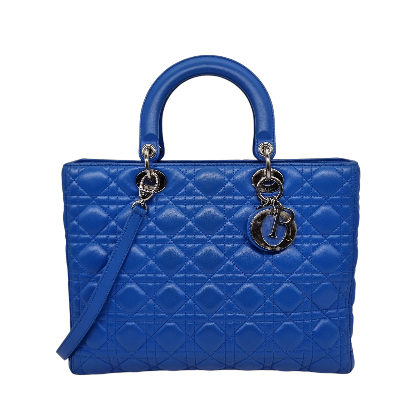 Dior Lady Dior Large Blue SHW 2013 Size 33x11x25