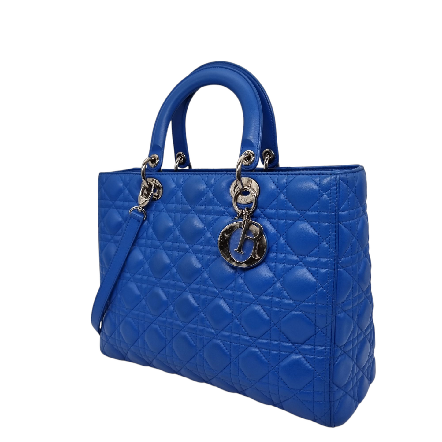Dior Lady Dior Large Blue SHW 2013 Size 33x11x25