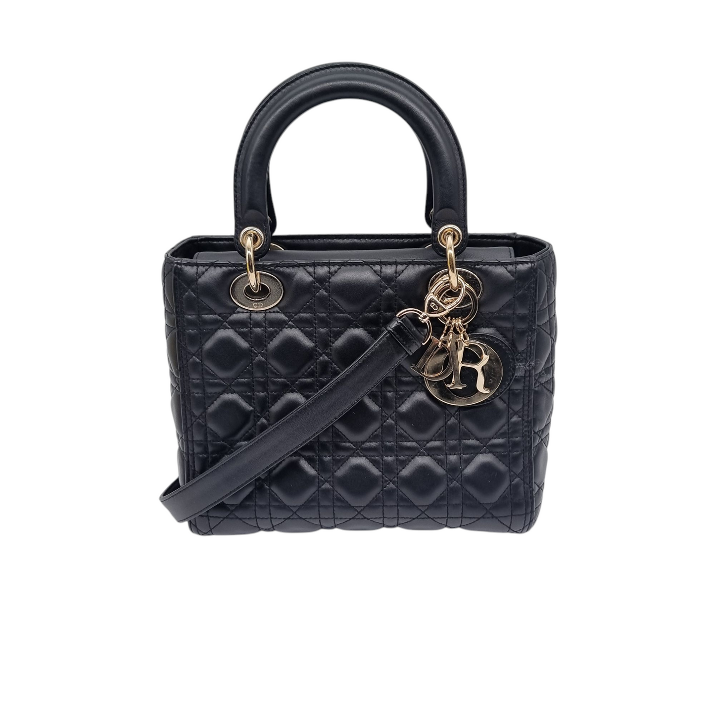Dior Lady Dior Medium Black LGHW 2020 Size 24x10x21