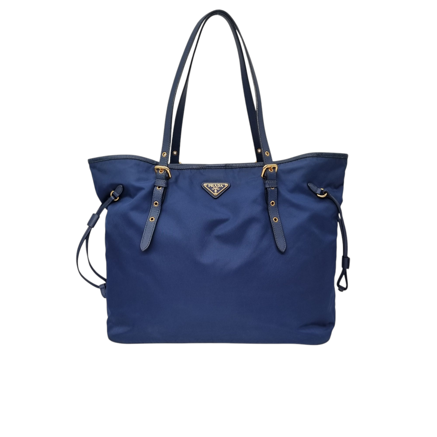 Prada Tote Nylon Navy Blue GHW Size 35x13x30