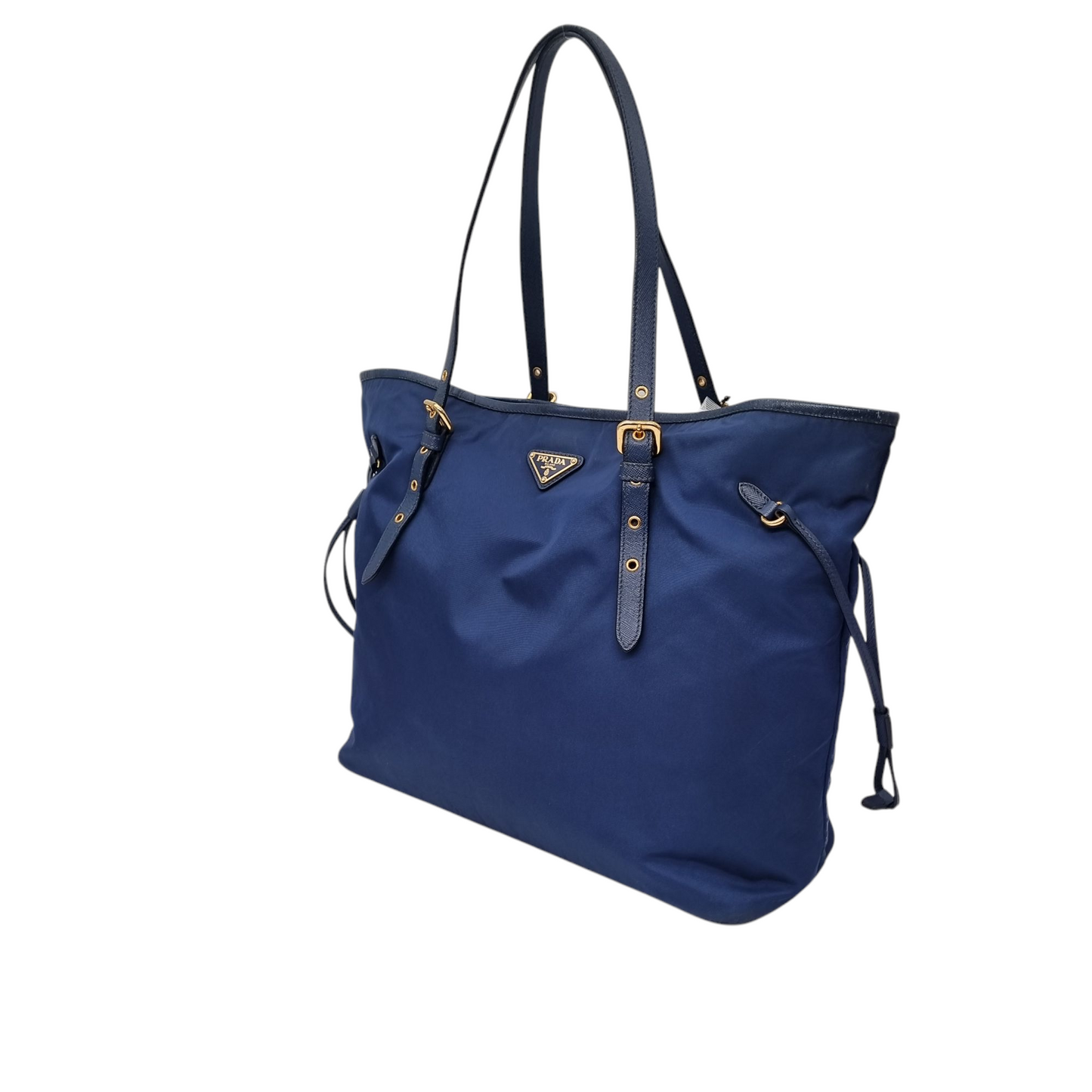 Prada Tote Nylon Navy Blue GHW Size 35x13x30