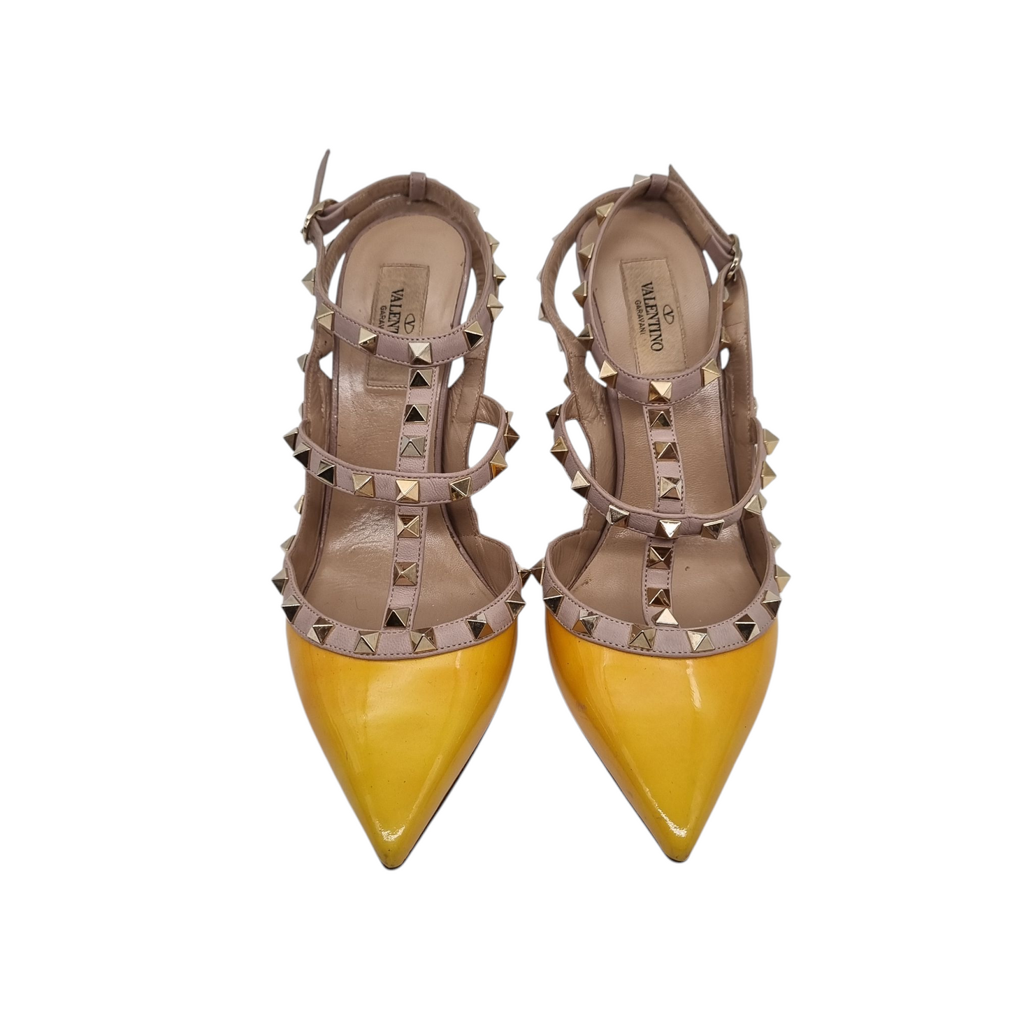 Valentino Rockstud Ankle Strap Yellow Size 39/26