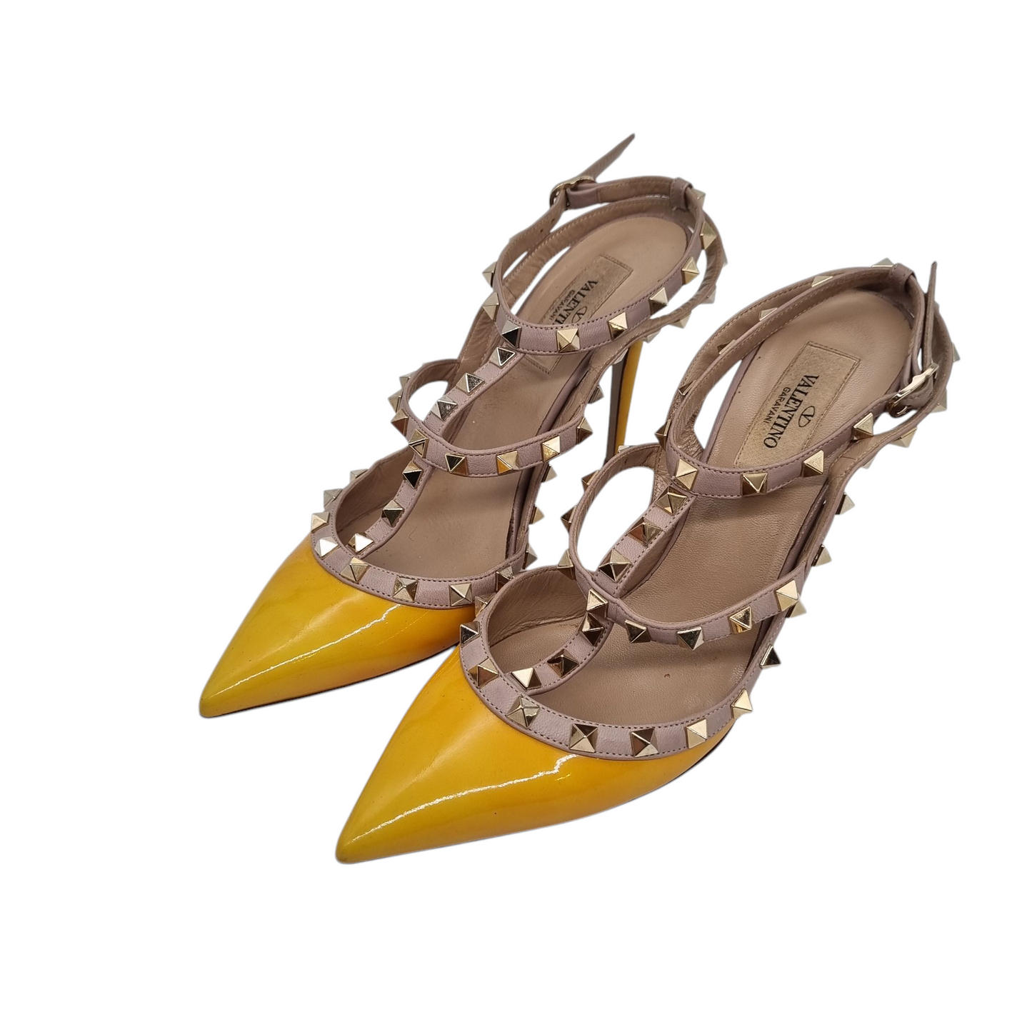 Valentino Rockstud Ankle Strap Yellow Size 39/26