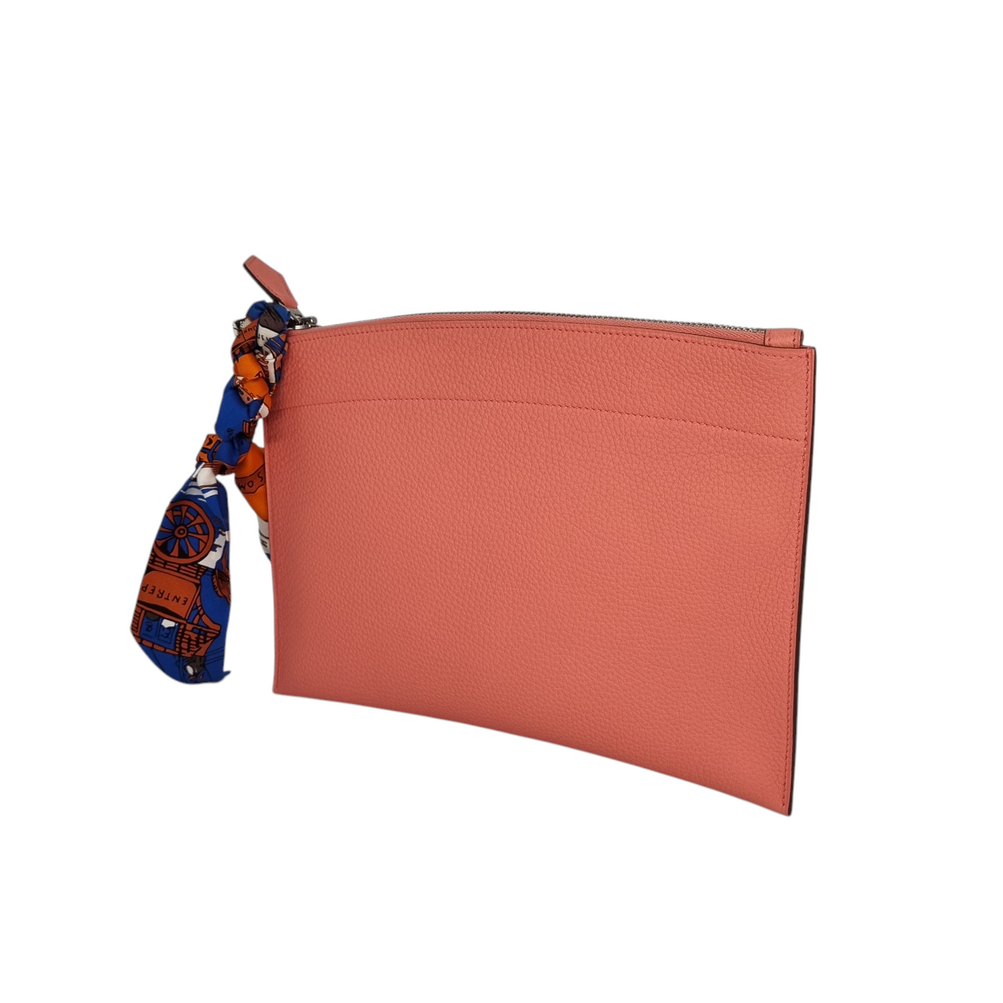 Hermes Bazaar Clutch Bag Logo Pink #T 2015 And Twilly Tie Silk Size