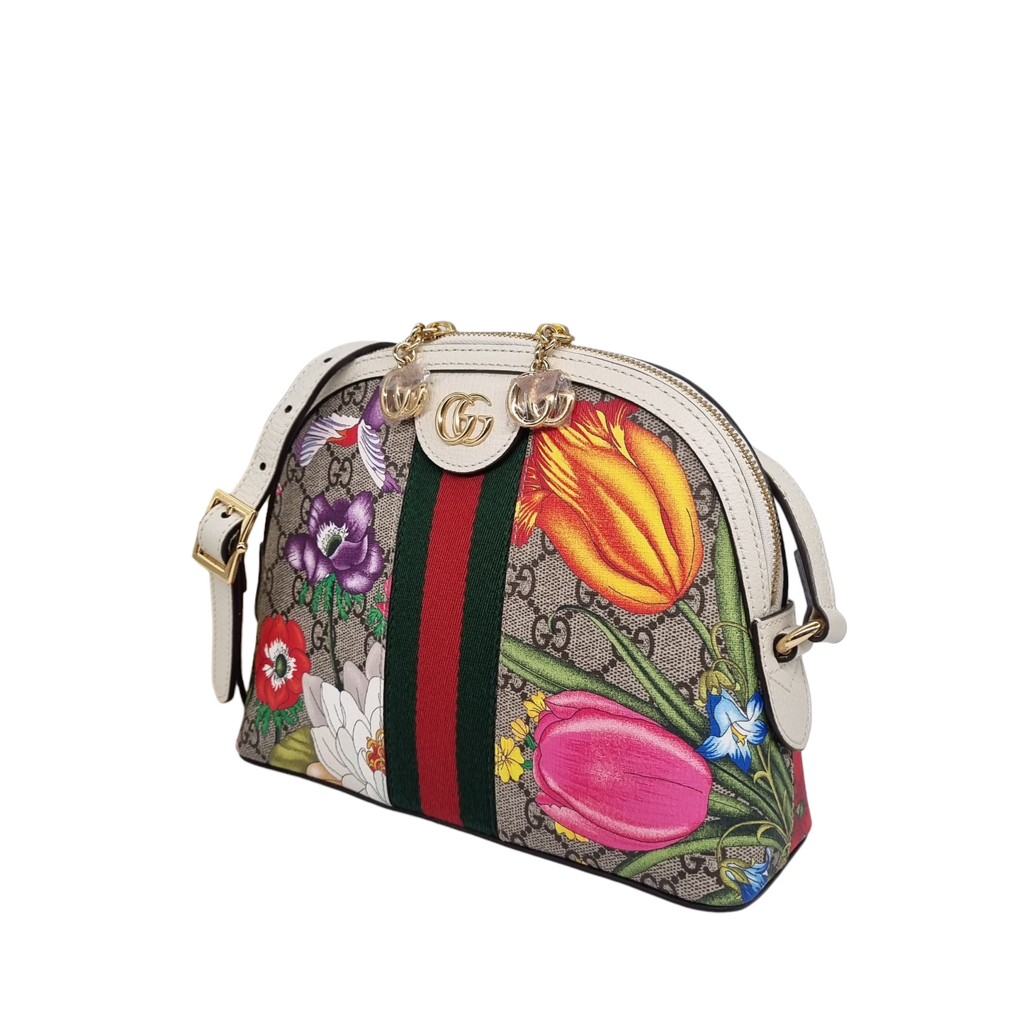 Gucci Ophidia Flower White Canvas Size 24x8x18 (Like New)