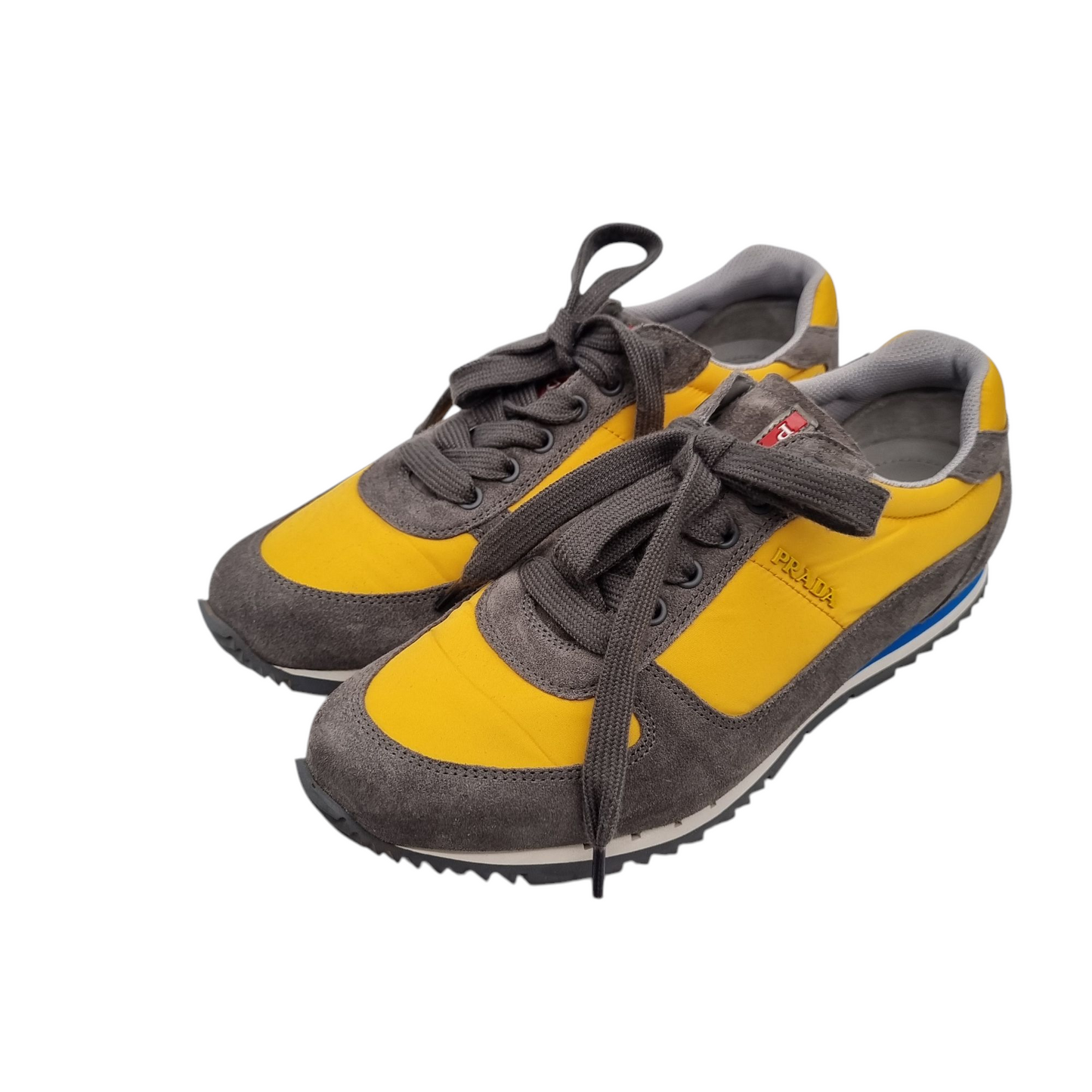 Prada Sneaker Suede Grey Yellow Size 7/27