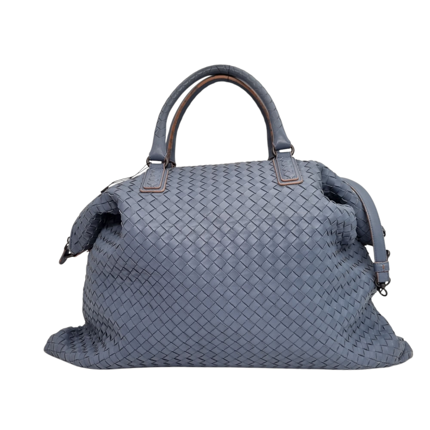Bottega Veneta Intercciato Convrtible Satchel Grey Size 52x42