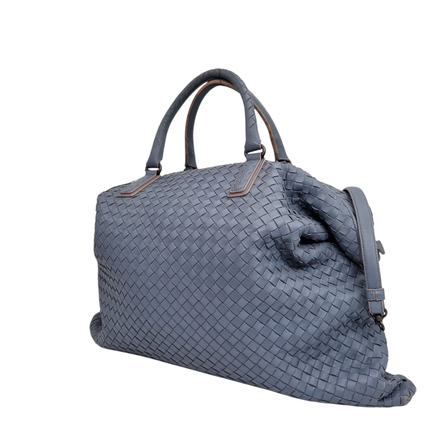 Bottega Veneta Intercciato Convrtible Satchel Grey Size 52x42