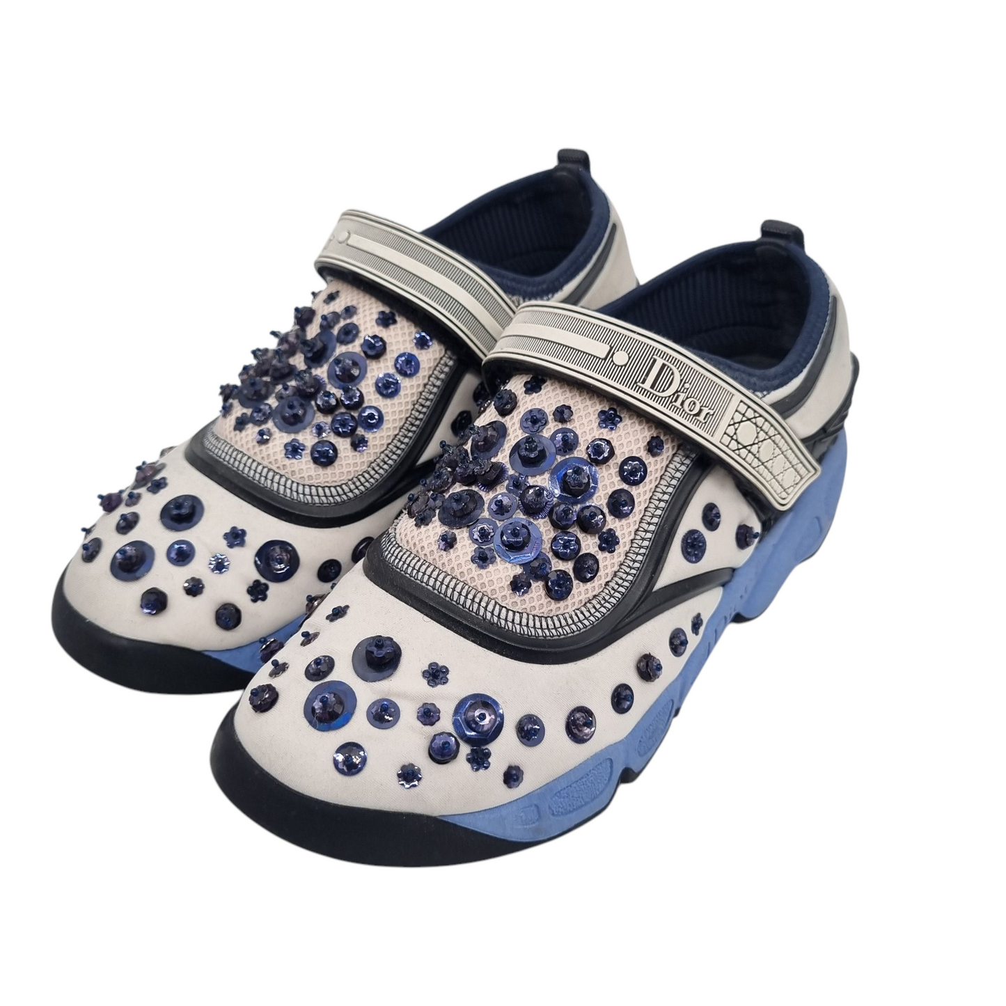 Dior Fusion Sneakers White Blue Sequin Size 37/24