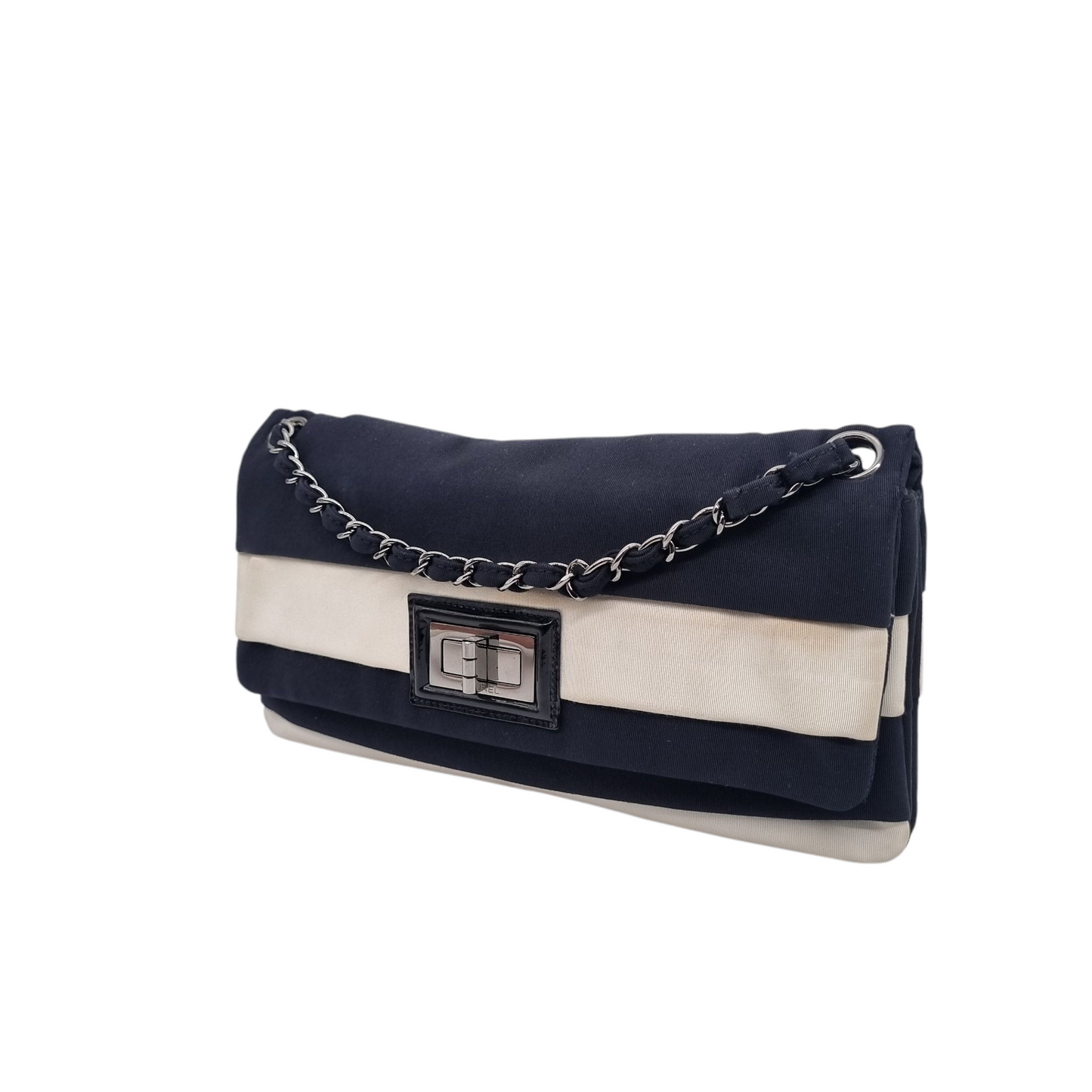 Chanel Reissue Jumbo White Black Canvas #12 Size 29x3x16