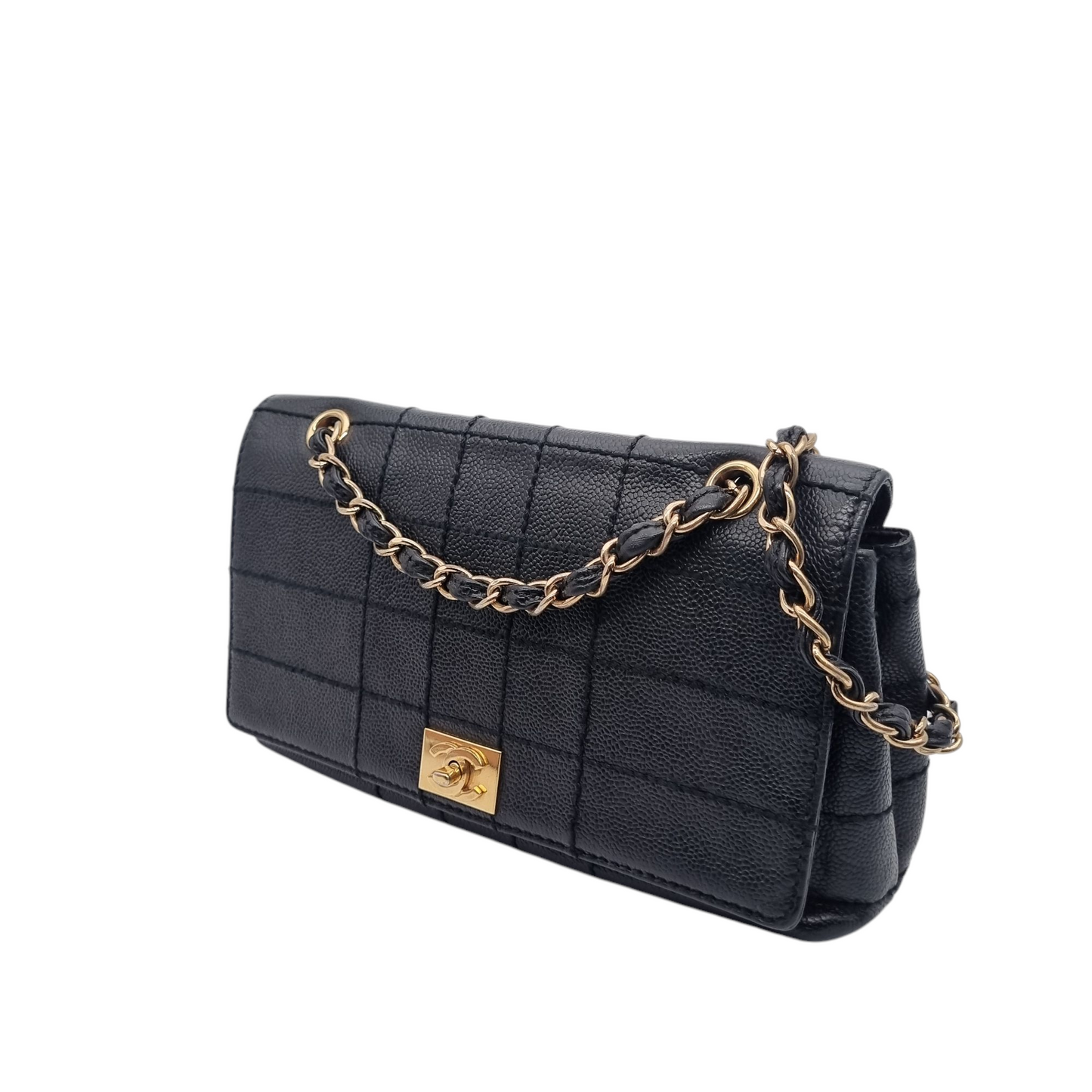 Chanel Vintage Flap Bag Black Caviar GHW (broken Holo) Size 29x9x16