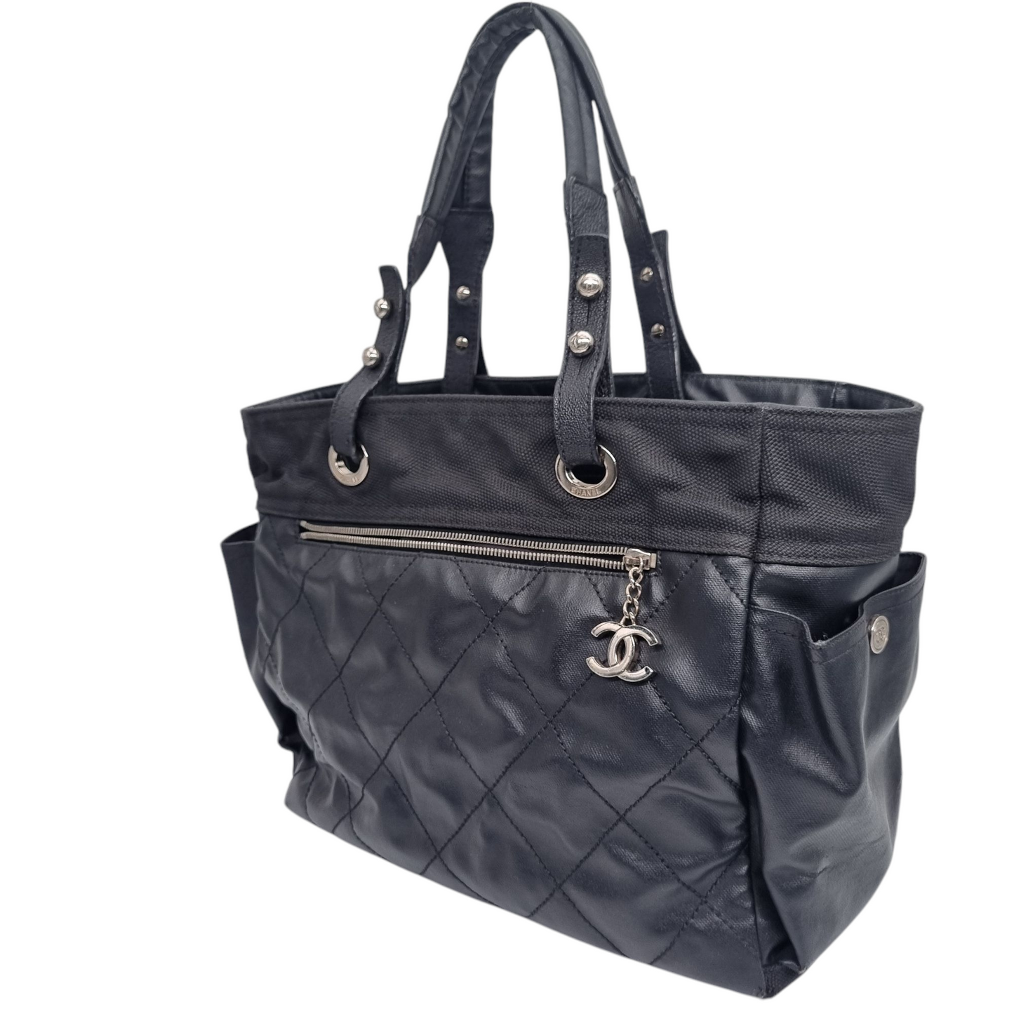 Chanel Biarritz Medium Tota Bag Black #13 Size 38x15x28