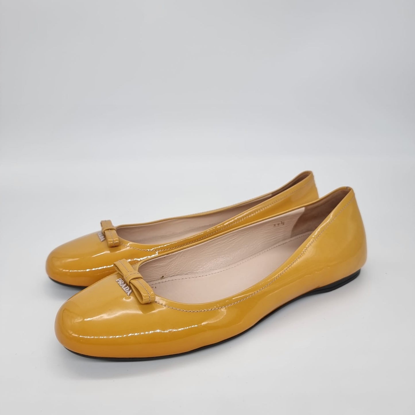 Prada Flat Shoes Patent Yellow Size 39,5/26