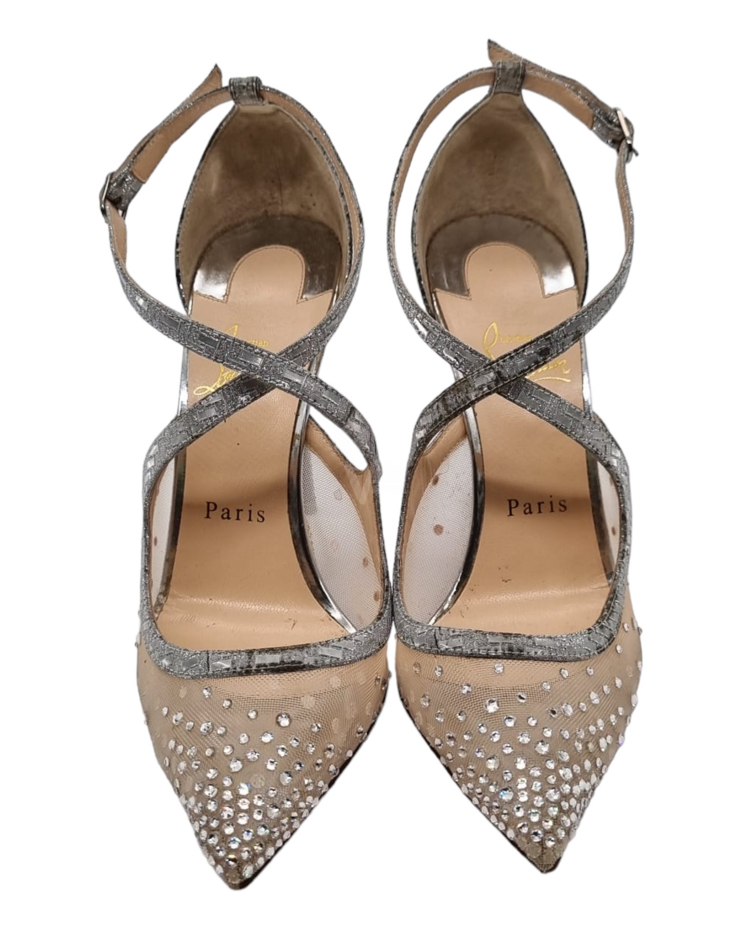 Christian Louboutin Clare Sling 80 Calf Jurassic Bianco Size 35,5/25 (dari ujung)