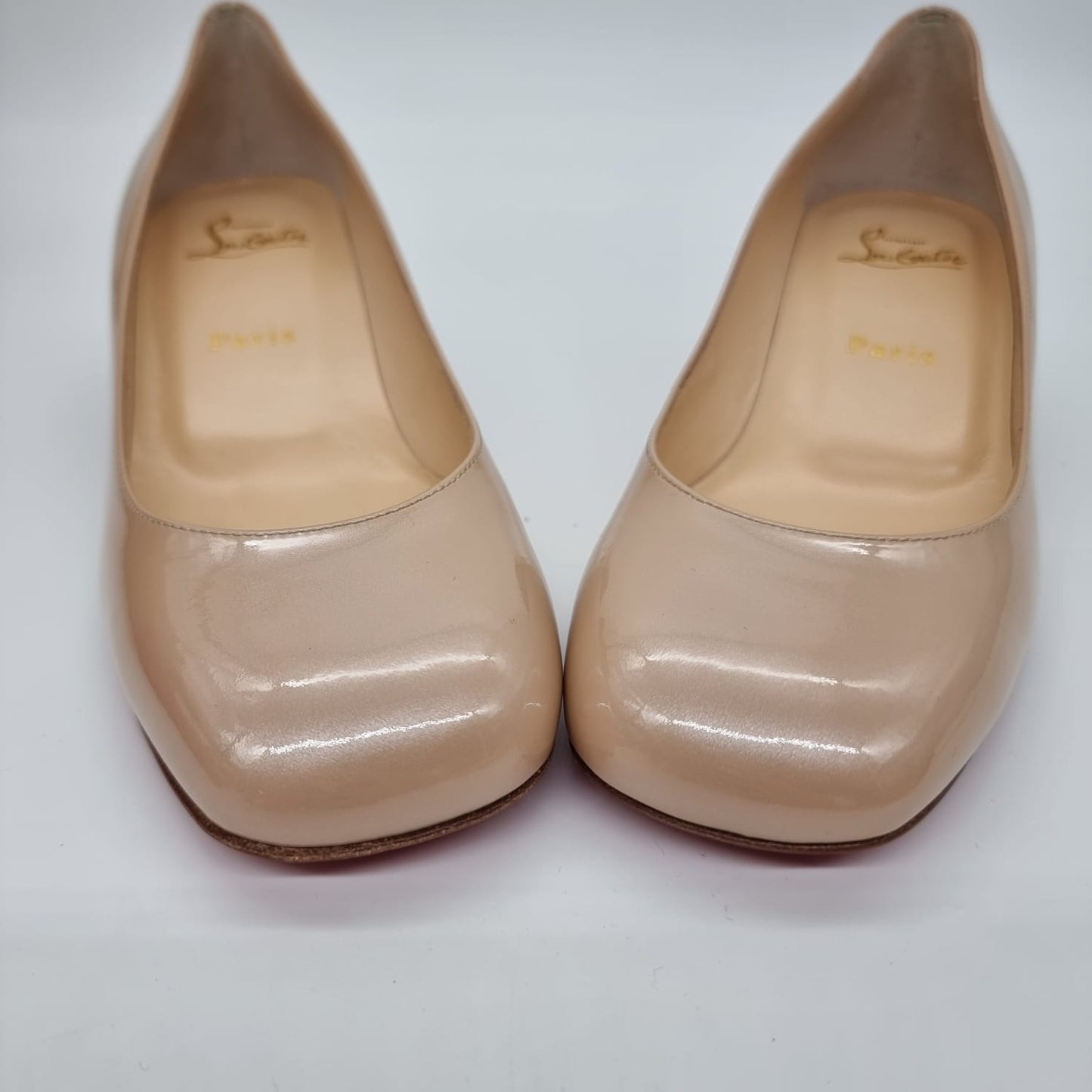 Christian Louboutin Cadrilla 35 Patent Nucre NEW Size 37,5/24,5