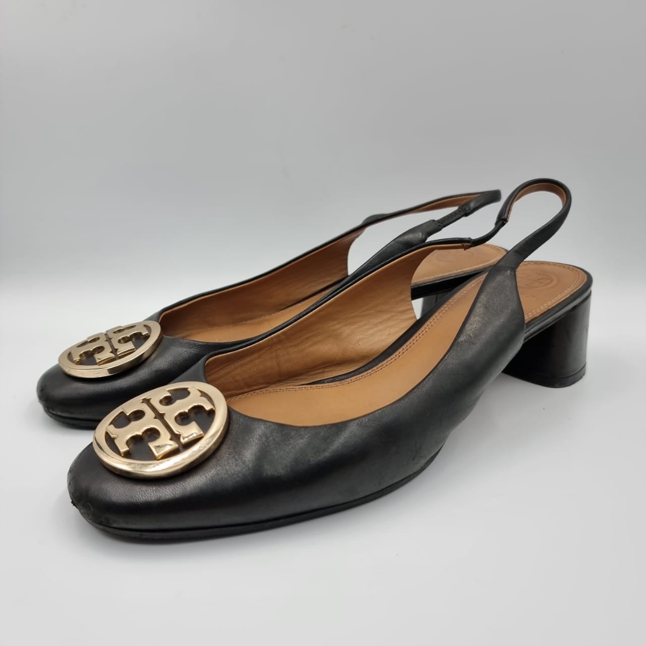 Tory Burch Minnie Cap Toe Slingback Pump Black Size 9M/26