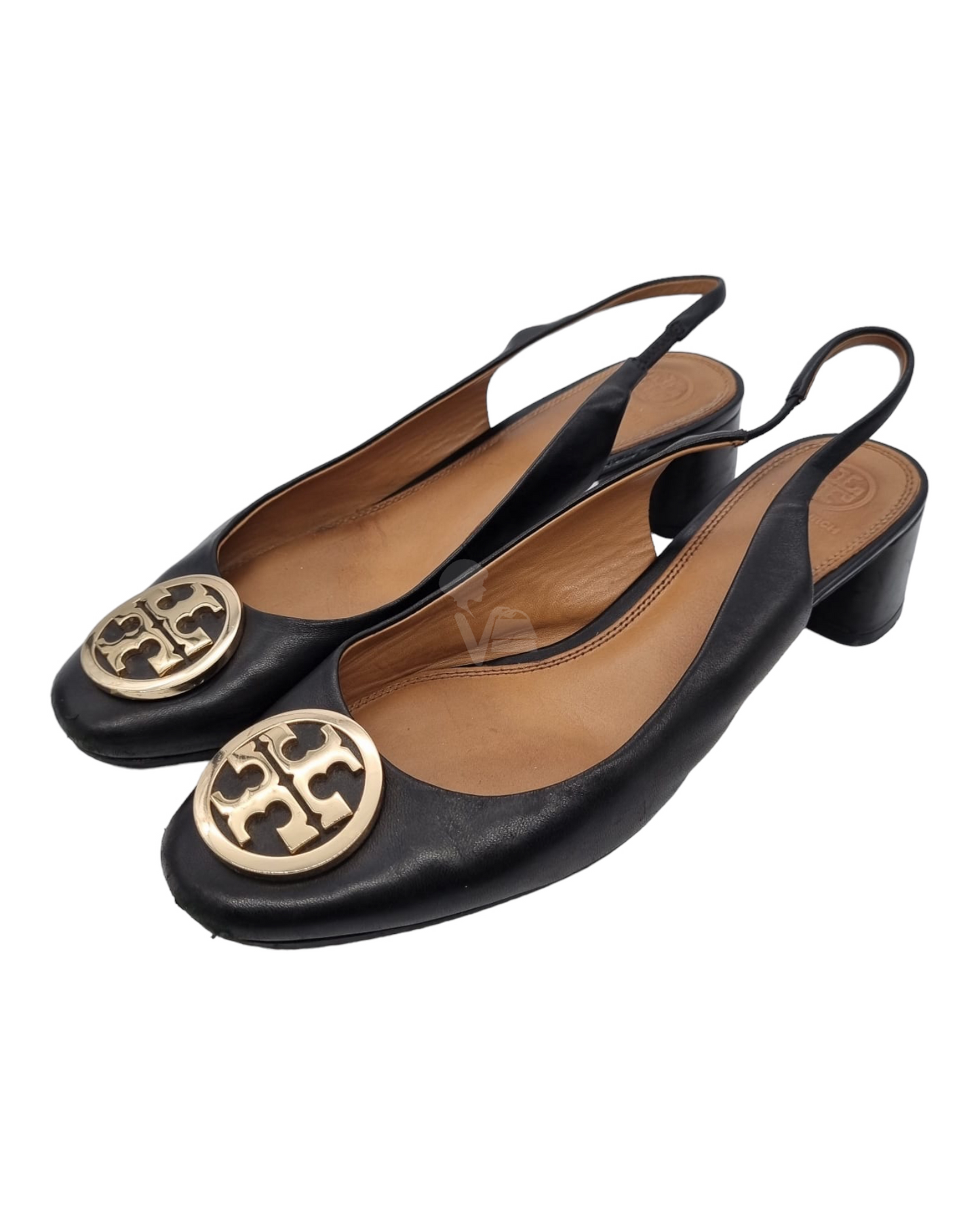 Tory Burch Minnie Cap Toe Slingback Pump Black Size 9M/26