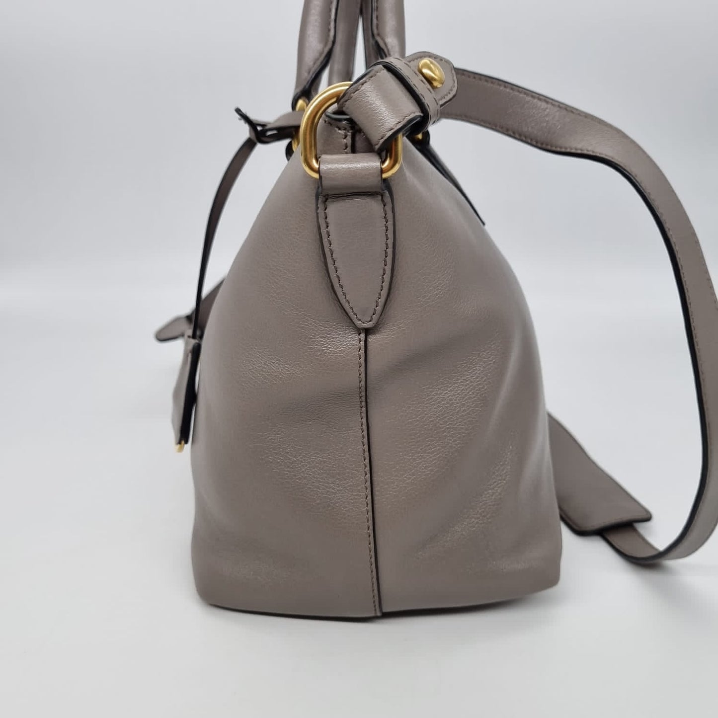 Prada 1ba104 Glace'calf Argilla Bag GHW Grey Size 28x14x21