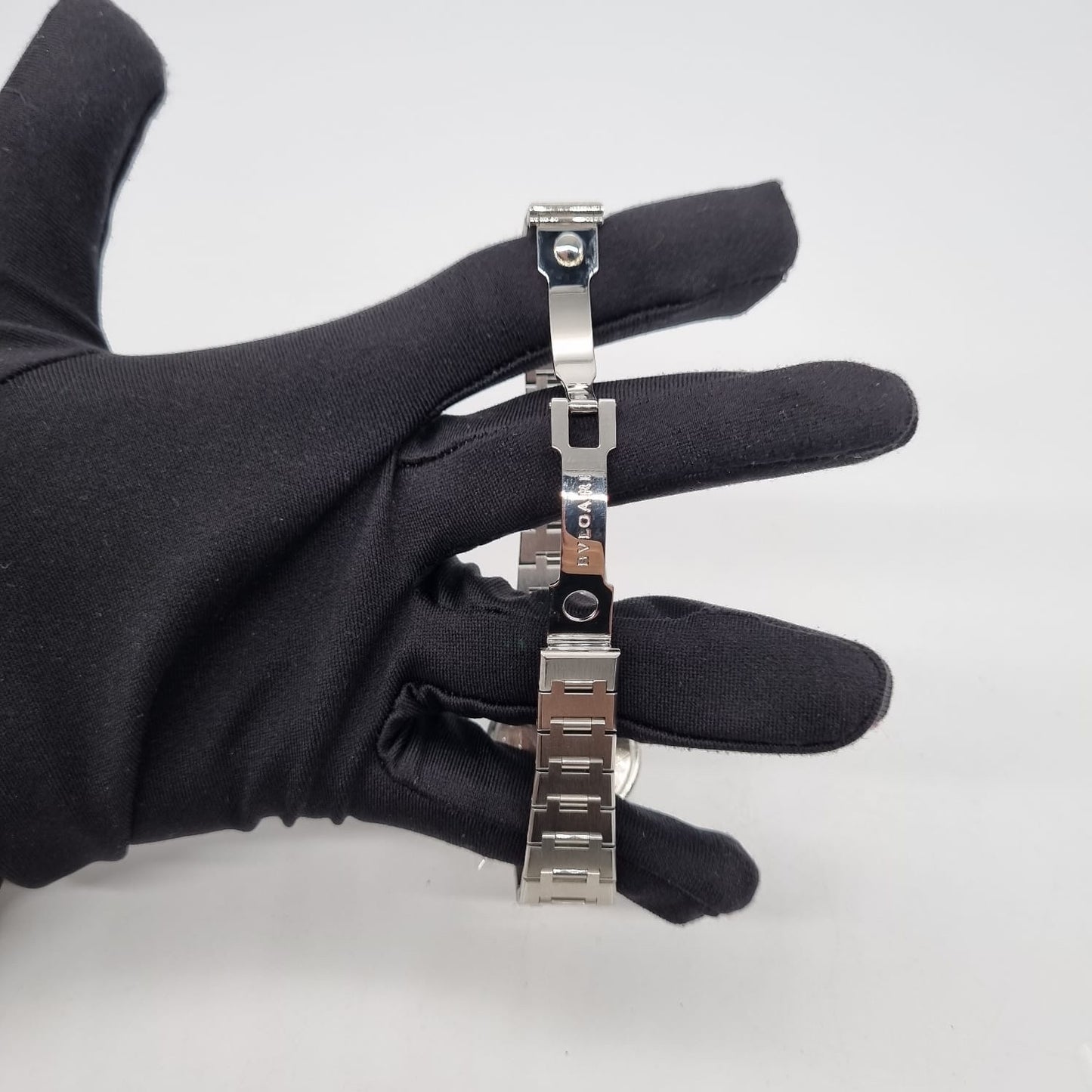 Bvlgari Quartz Black Dial Watch Silver 25mm