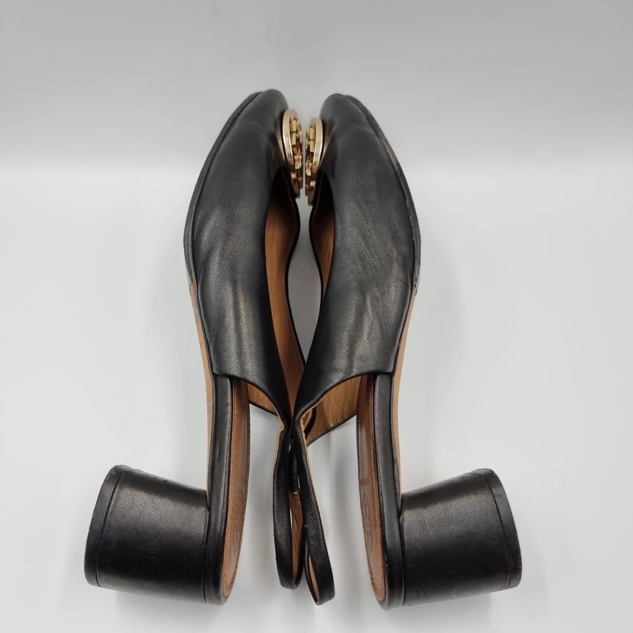 Tory Burch Minnie Cap Toe Slingback Pump Black Size 9M/26