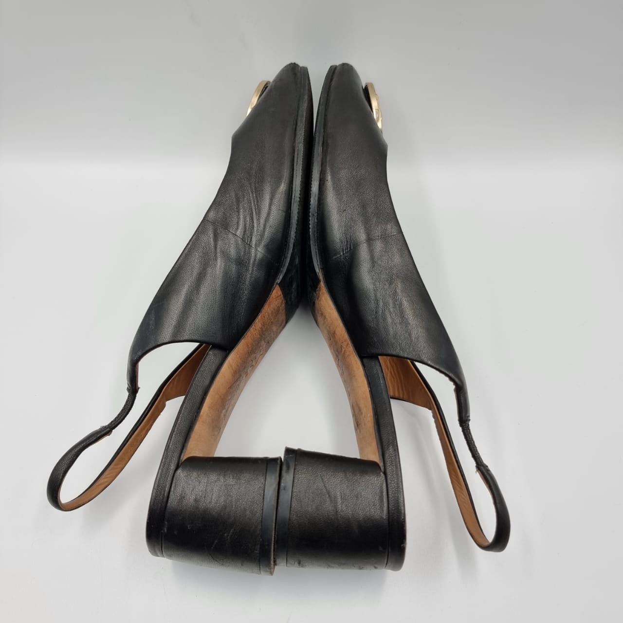 Tory Burch Minnie Cap Toe Slingback Pump Black Size 9M/26