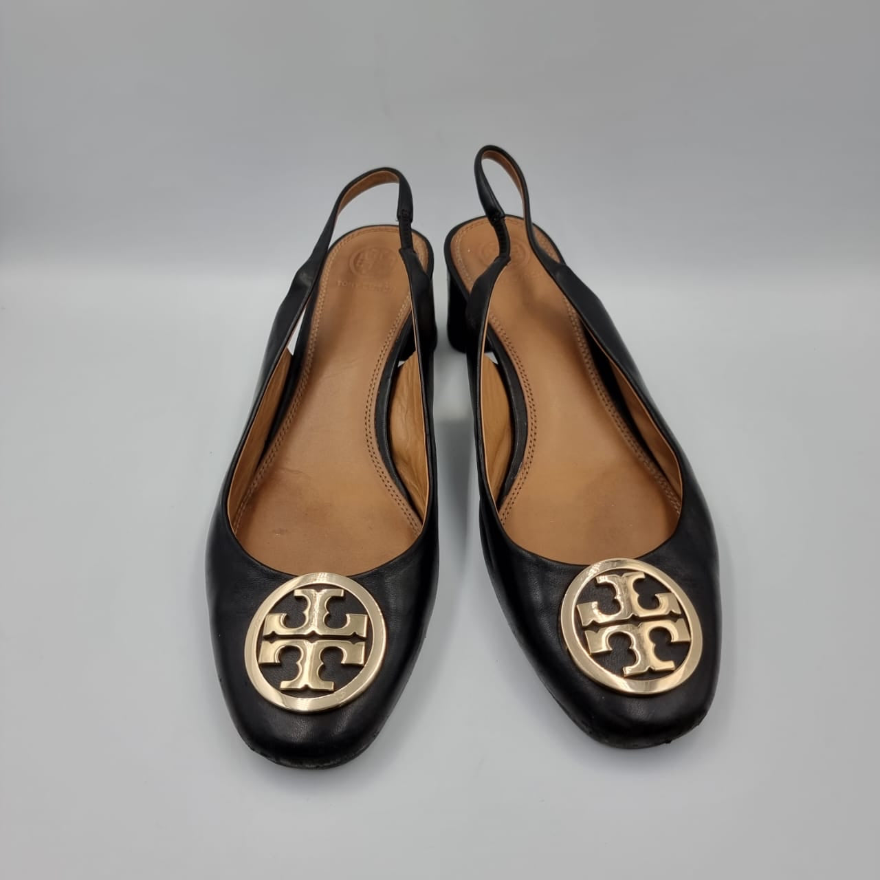 Tory Burch Minnie Cap Toe Slingback Pump Black Size 9M/26