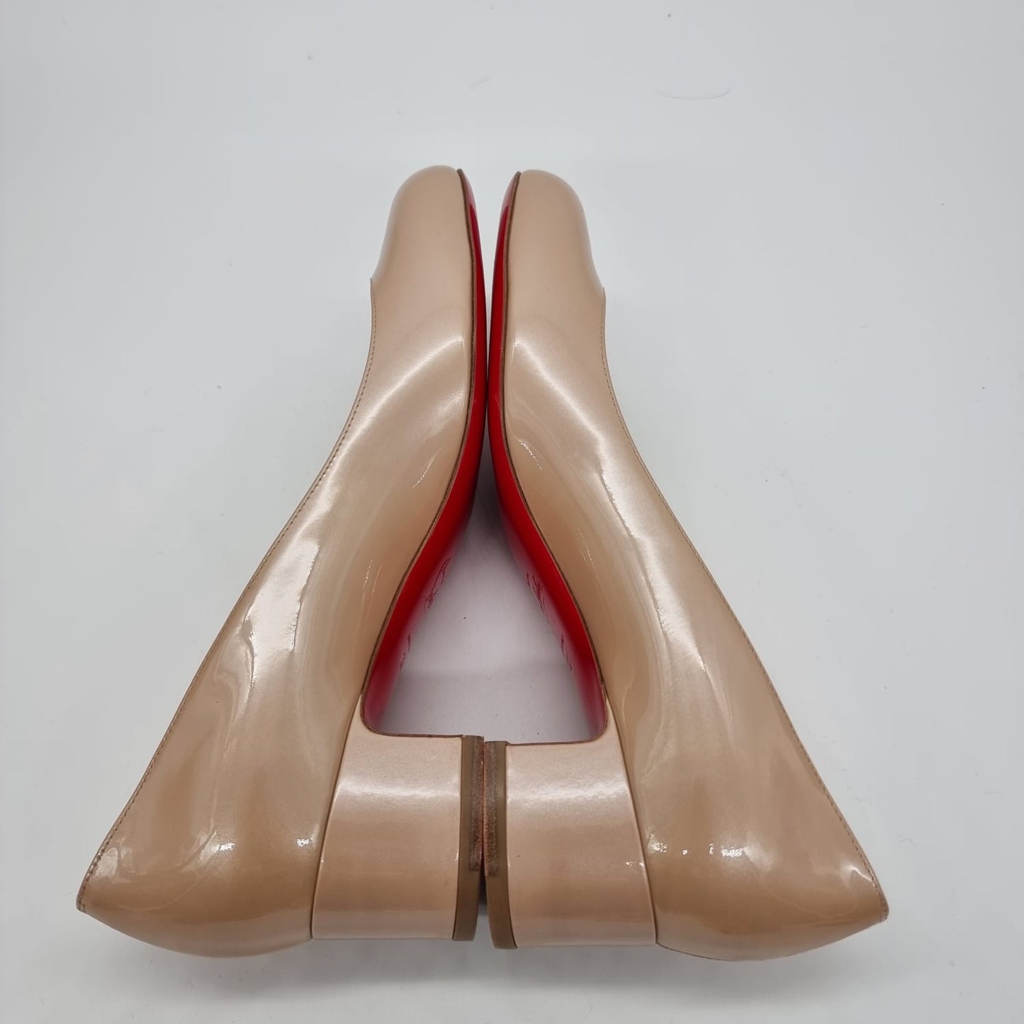 Christian Louboutin Cadrilla 35 Patent Nucre NEW Size 37,5/24,5