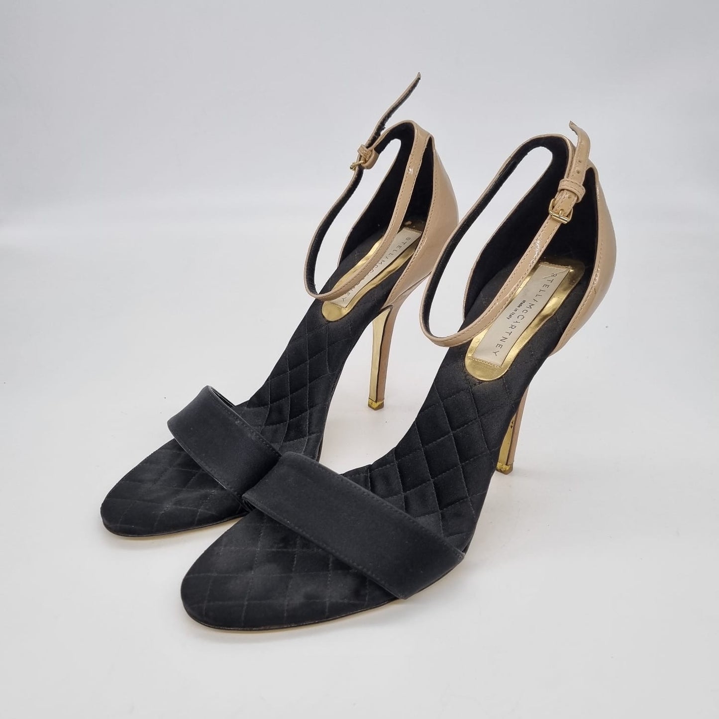 Stella McCartney Heels Ankle Strap Gold Black Size 41/27
