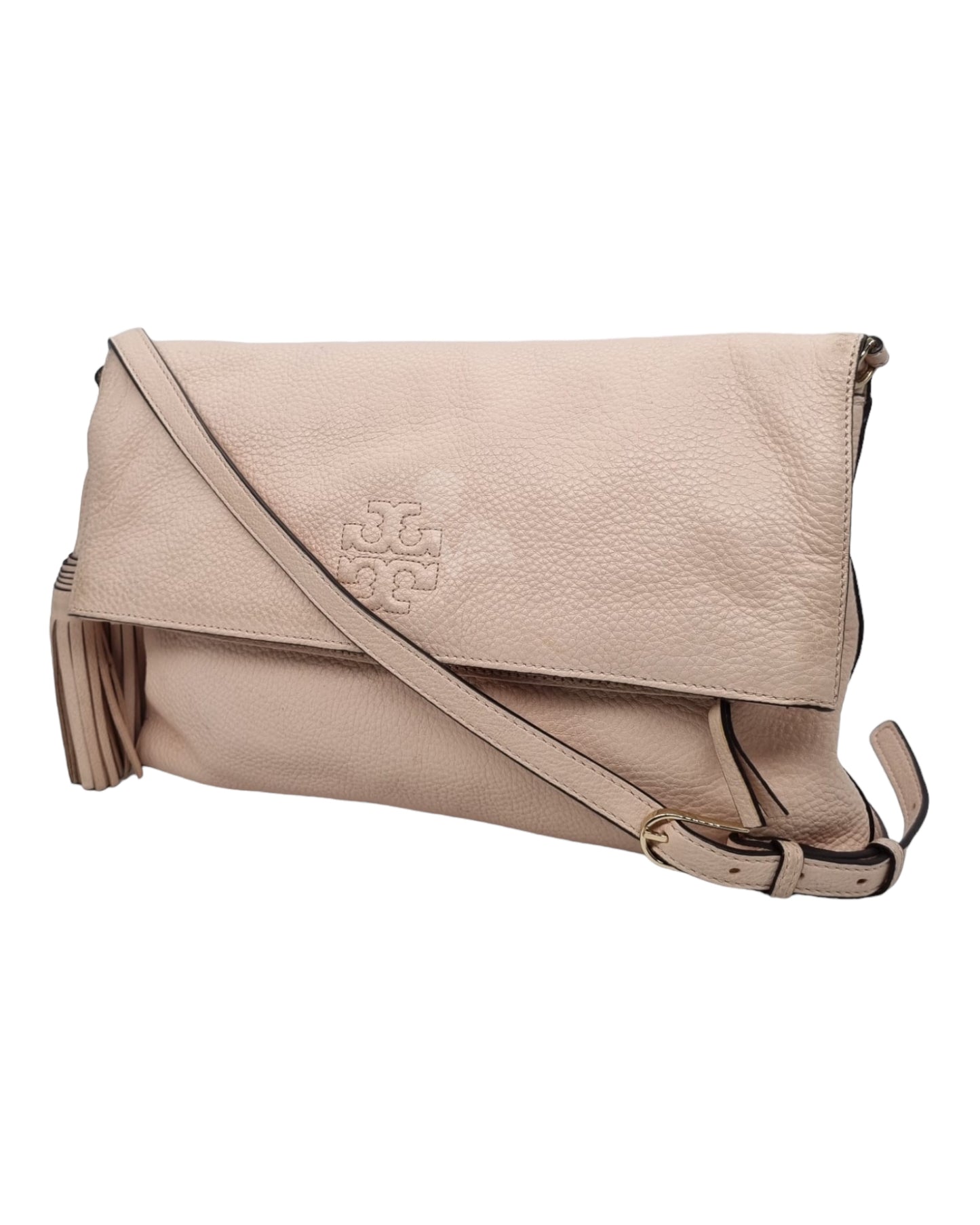 Tory Burch Thea Foldover Pink Sling Bag GHW Size 30X4X21